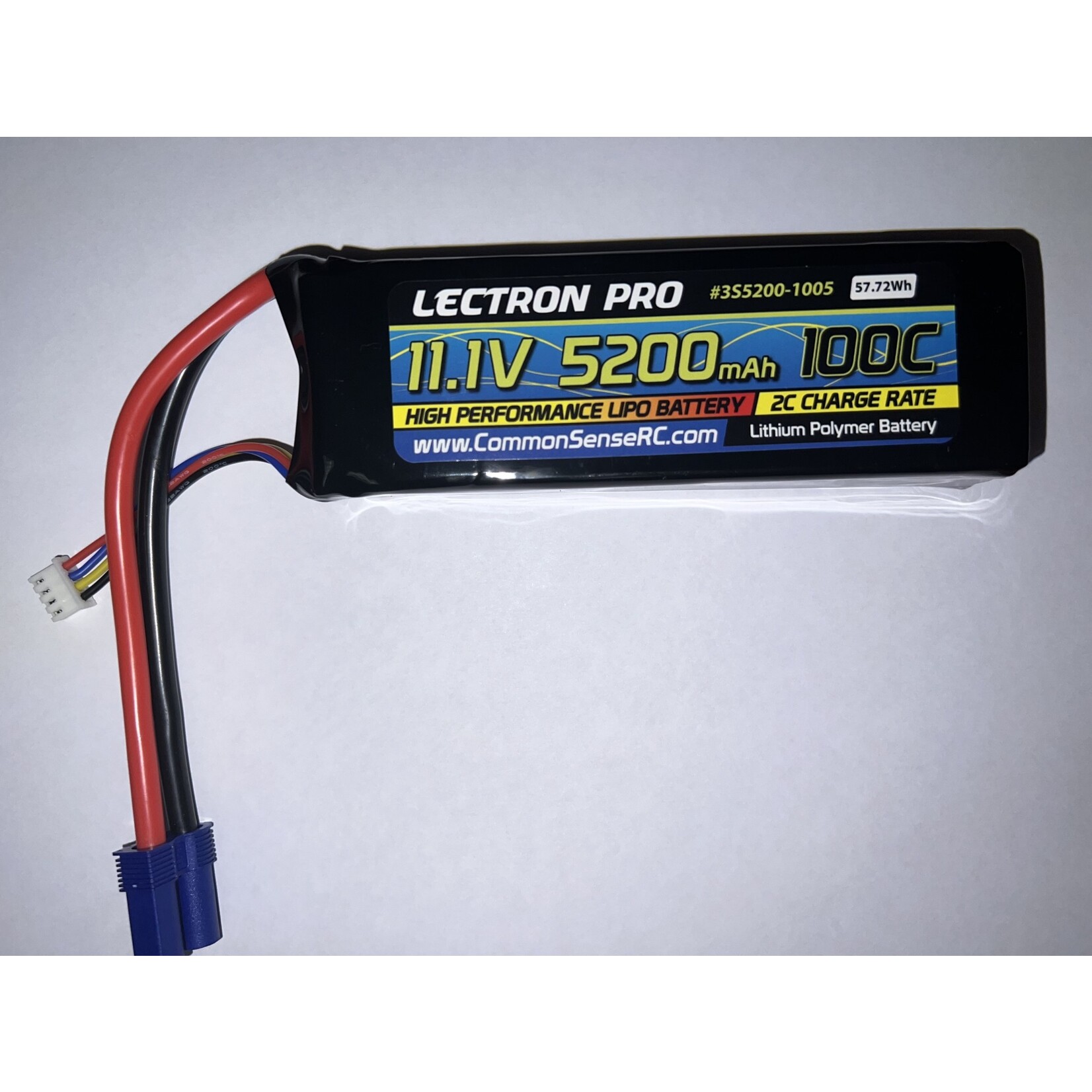 Common Sense RC Lectron Pro 11.1V 5200mAh 100C Lipo Battery with EC5 Connector