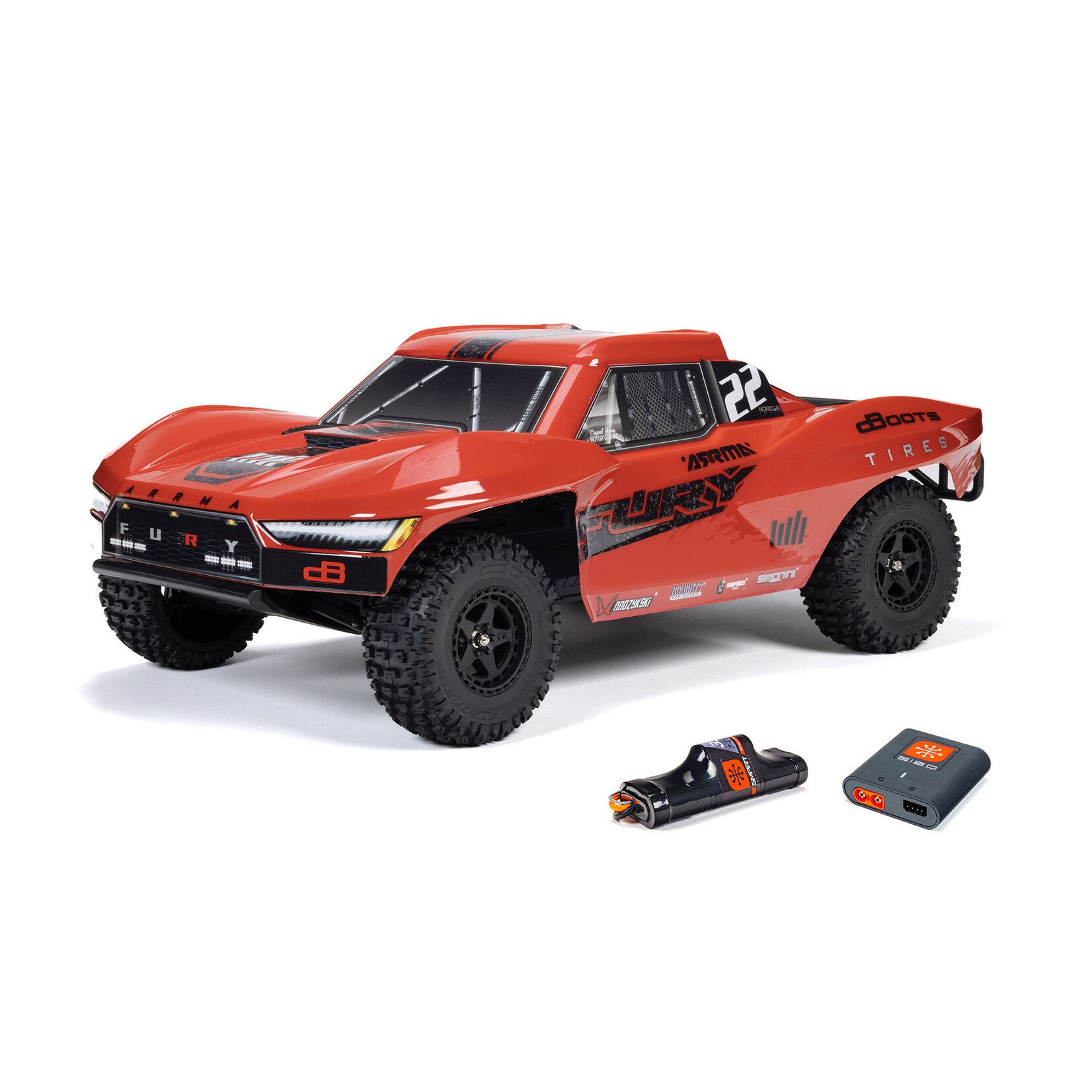 Arrma 1/10 FURY MEGA 550 2WD Short Course Truck RTR with Battery & Charger, Red