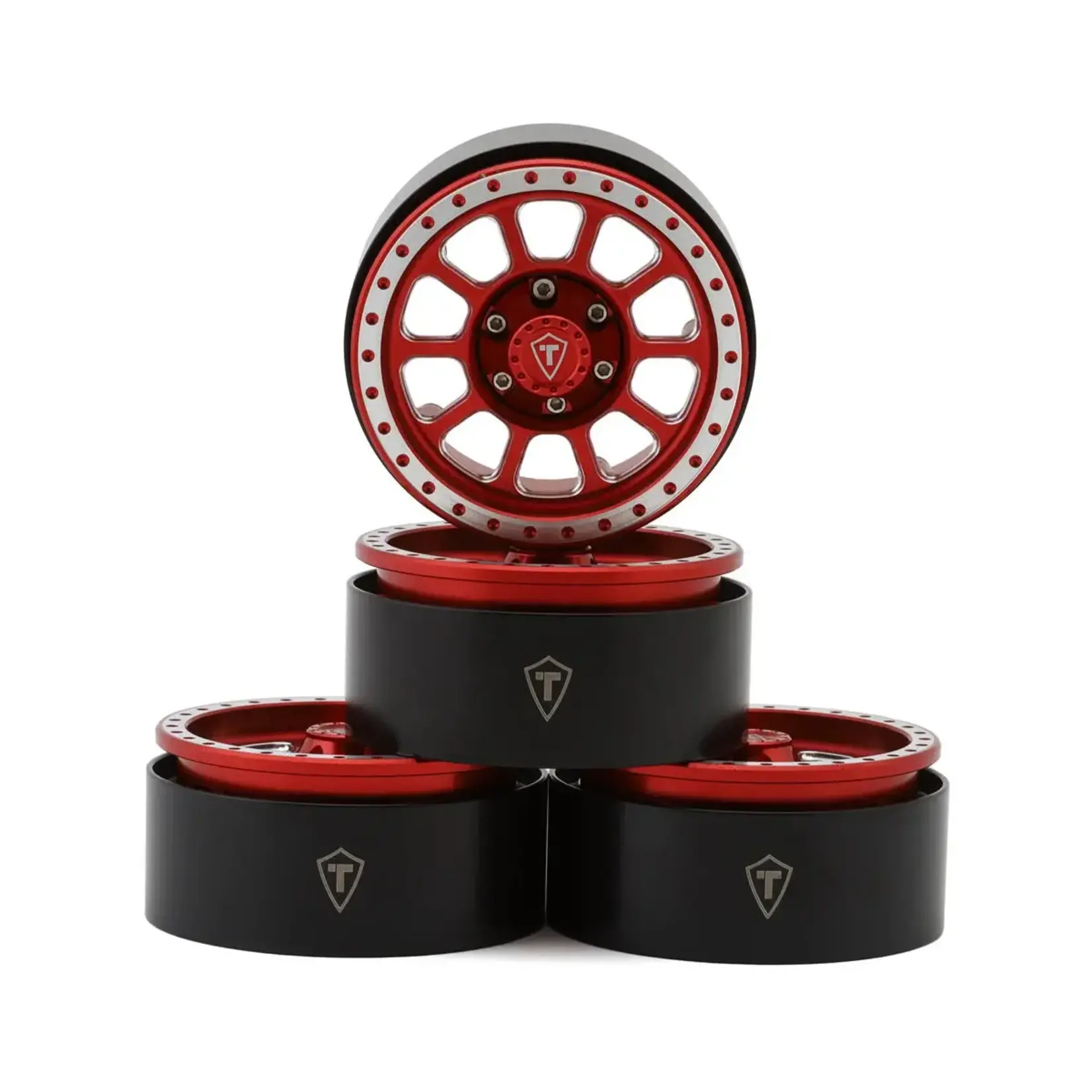 Treal Hobby Type V2 1.9" Beadlock Wheels (Red/Silver) (4)