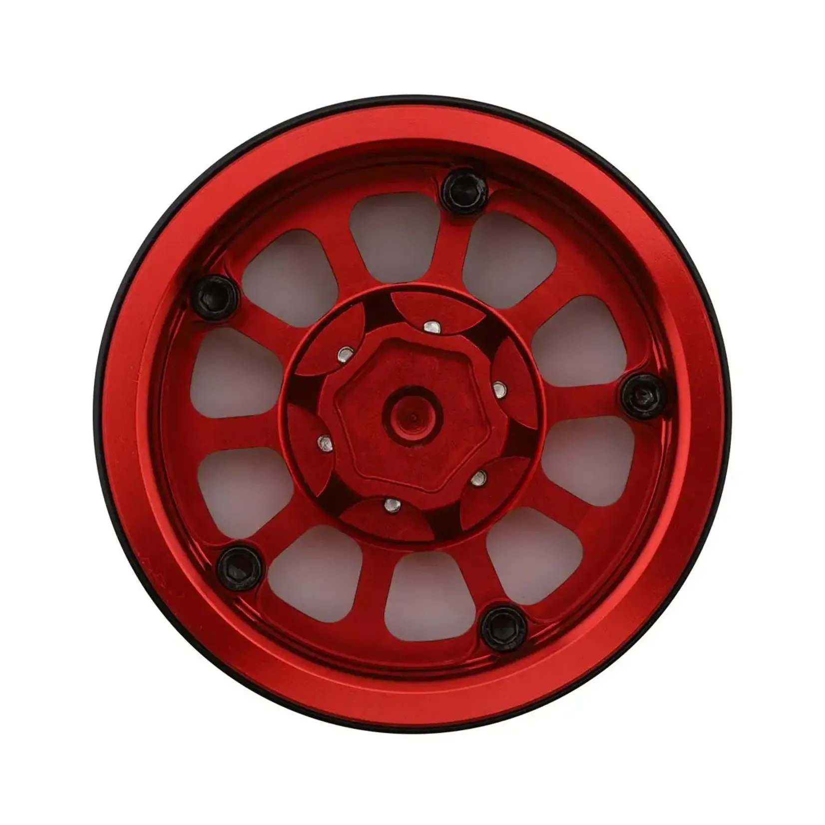 Treal Hobby Type V2 1.9" Beadlock Wheels (Red/Silver) (4)