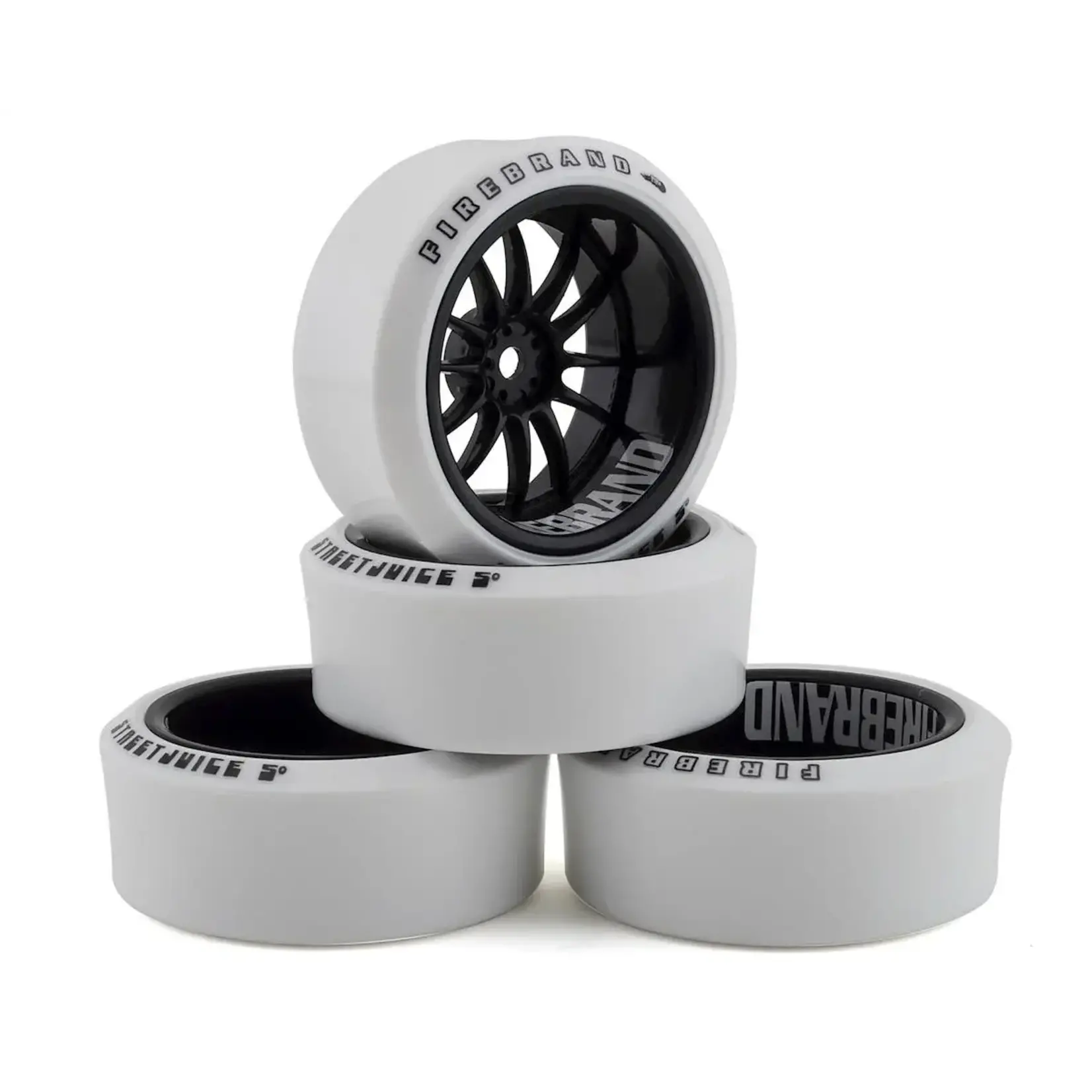 Firebrand RC Firebrand RC Char XDR9 5° Pre-Mounted Slick Drift Tires (4) (Black/White)