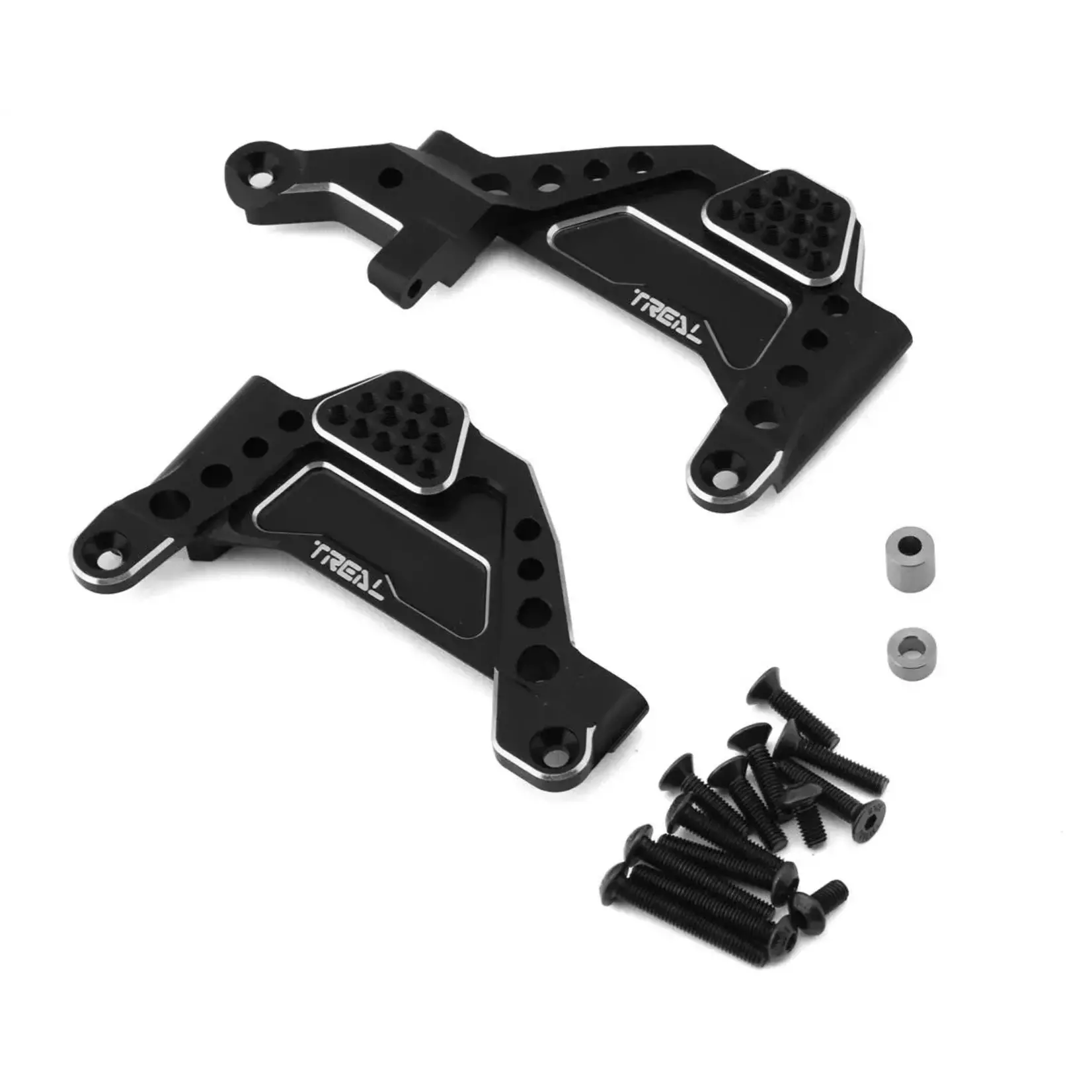 Treal Hobby Axial SCX10 III CNC Aluminum Front Shock Mounts (Black) (2) w/Pan Hard Mount