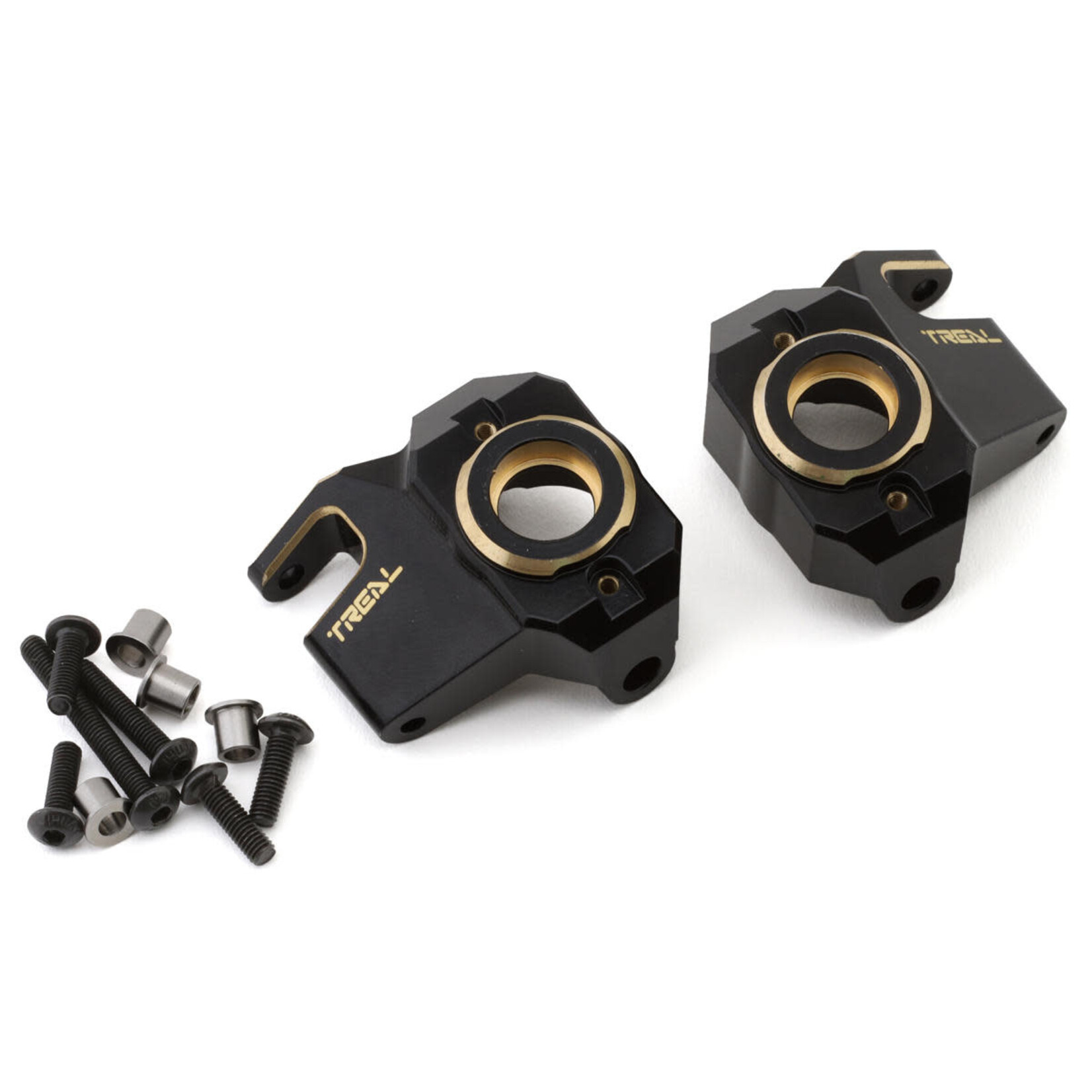 Treal Hobby Axial SCX10 III CNC Brass Front Steering Knuckles (Black) (2) (66g)