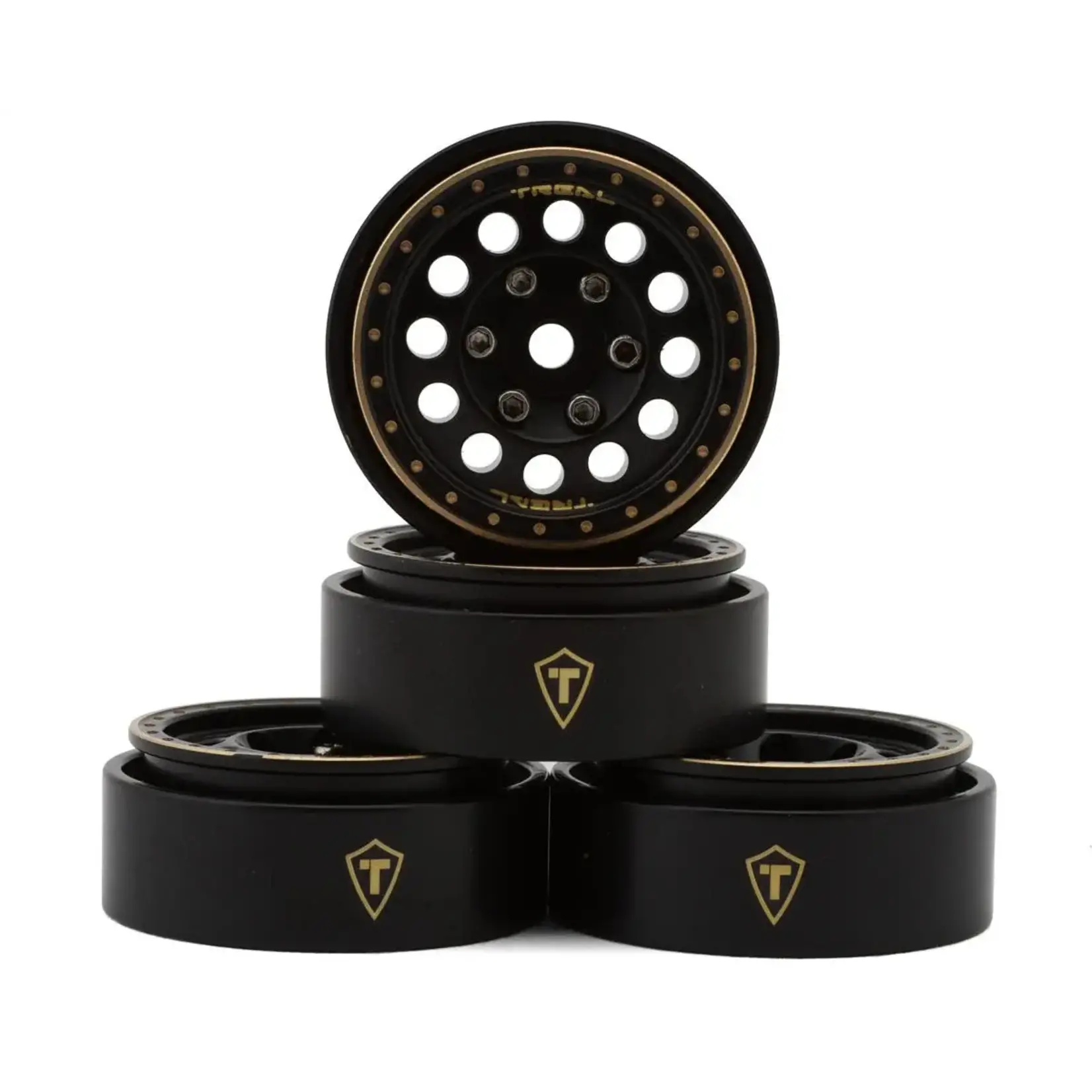 Treal Hobby Type A 1.0" 12-Hole Brass Beadlock Wheels (Black) (4) (40g)