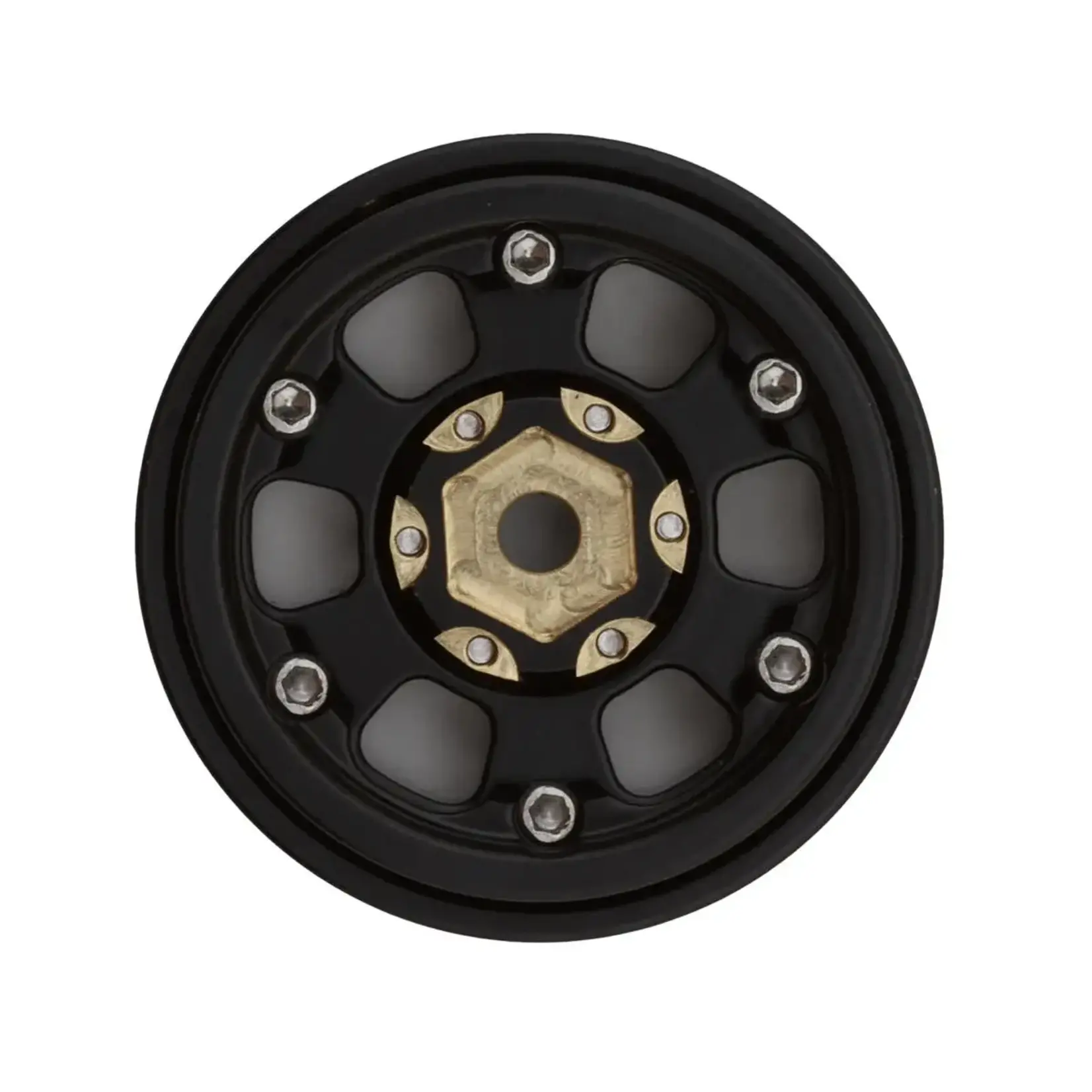 Treal Hobby Type B 1.0" 6-Spoke Brass Beadlock Wheels (Black) (4) (38.7g)