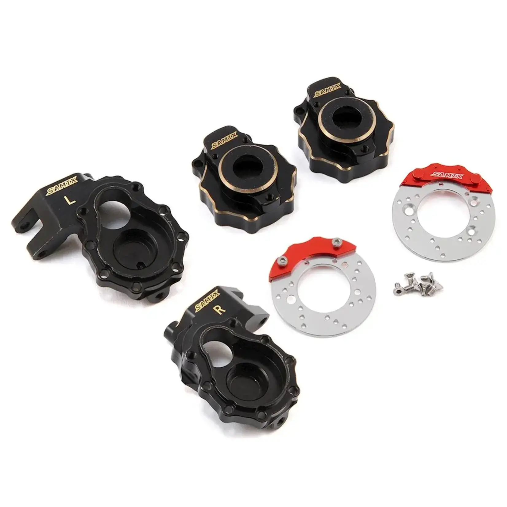 Samix TRX-4 Brass Steering knuckle, portal cover and brake rotor set
