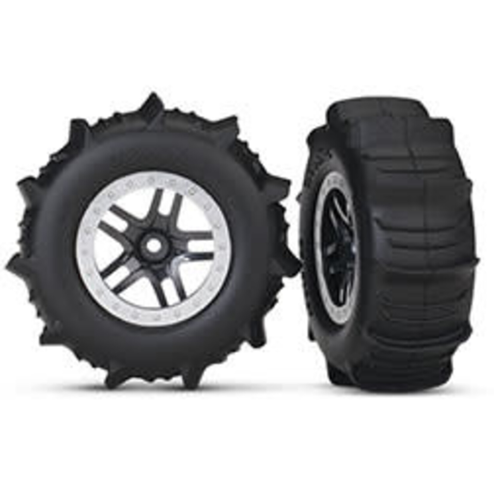 Traxxas Tires & wheels, assembled, glued (SCT Split-Spoke black)