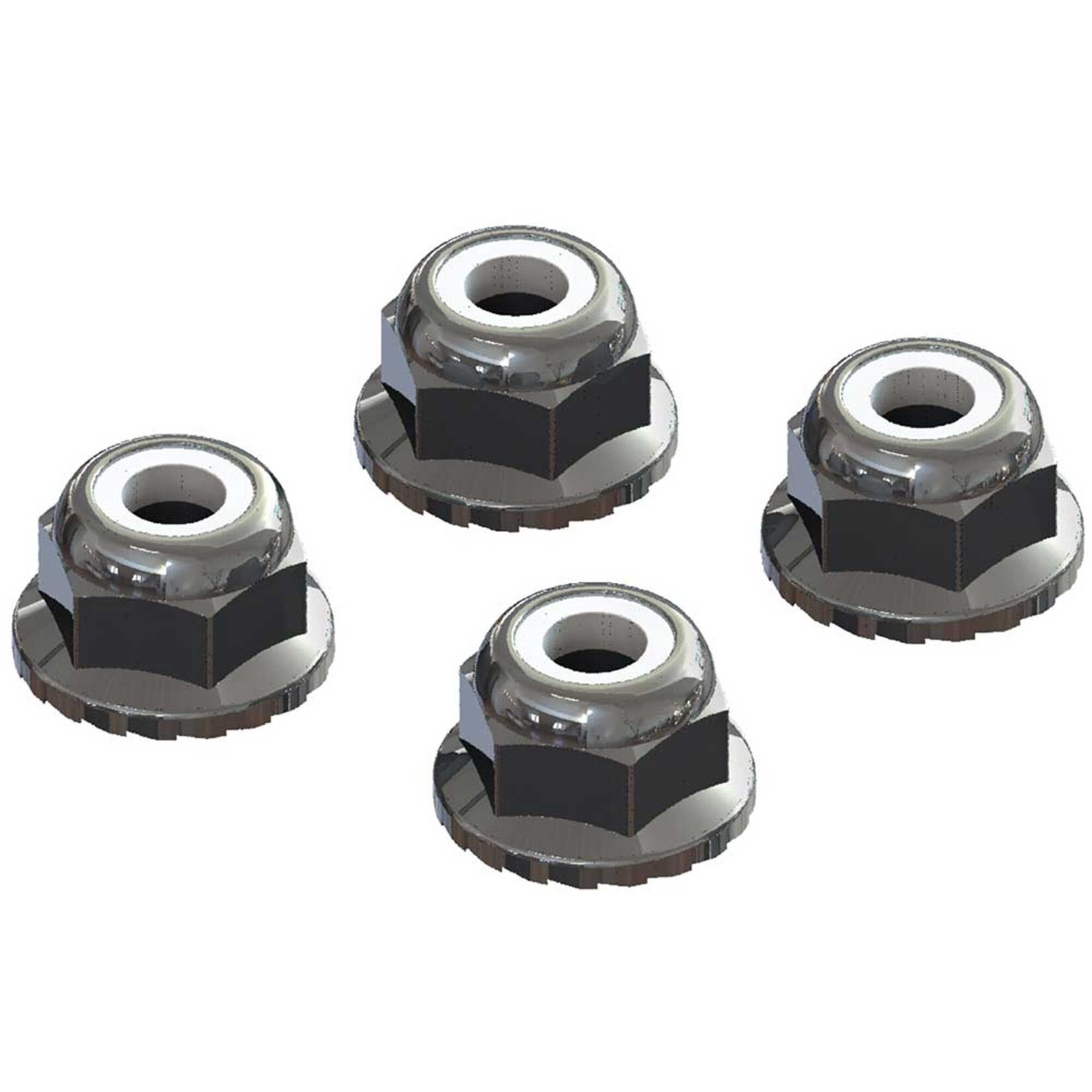 Arrma 7mm Flanged Nyloc Locknut, Silver (4)
