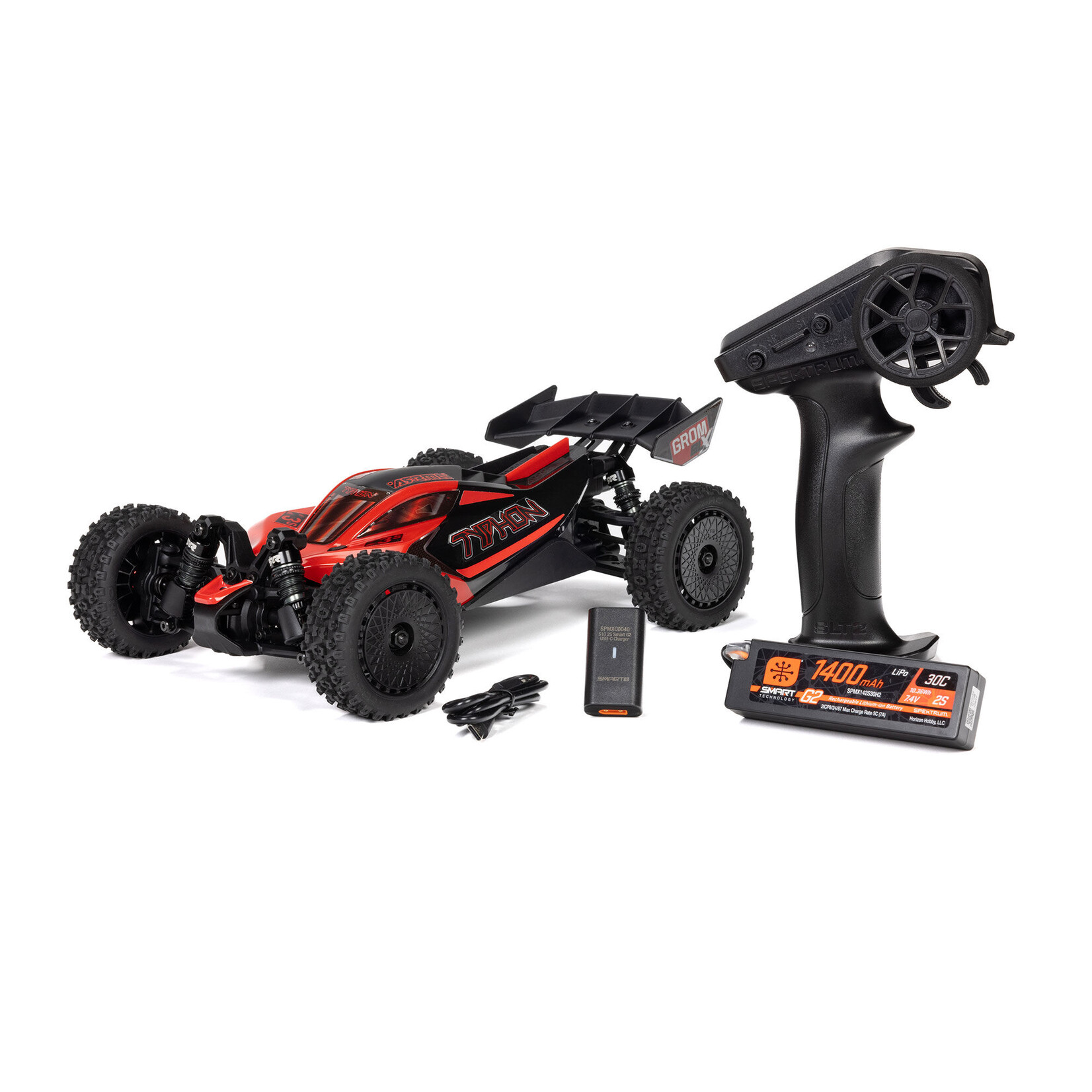 Arrma TYPHON GROM 223S BLX Brushless 4X4 Small Scale Buggy RTR with DSC (Battery & Charger included), Red