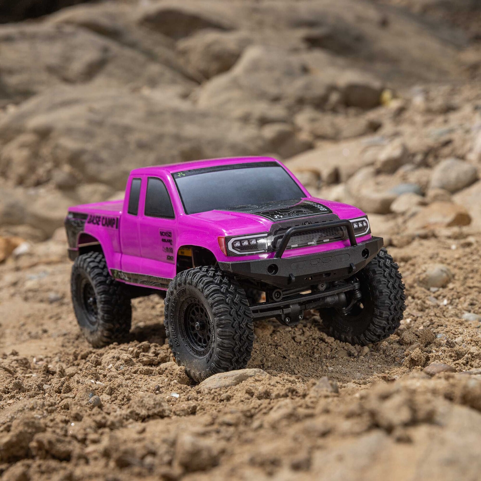 Axial 1/24 SCX24 Base Camp 4WD Rock Crawler Brushed RTR with Battery & Charger, Pink