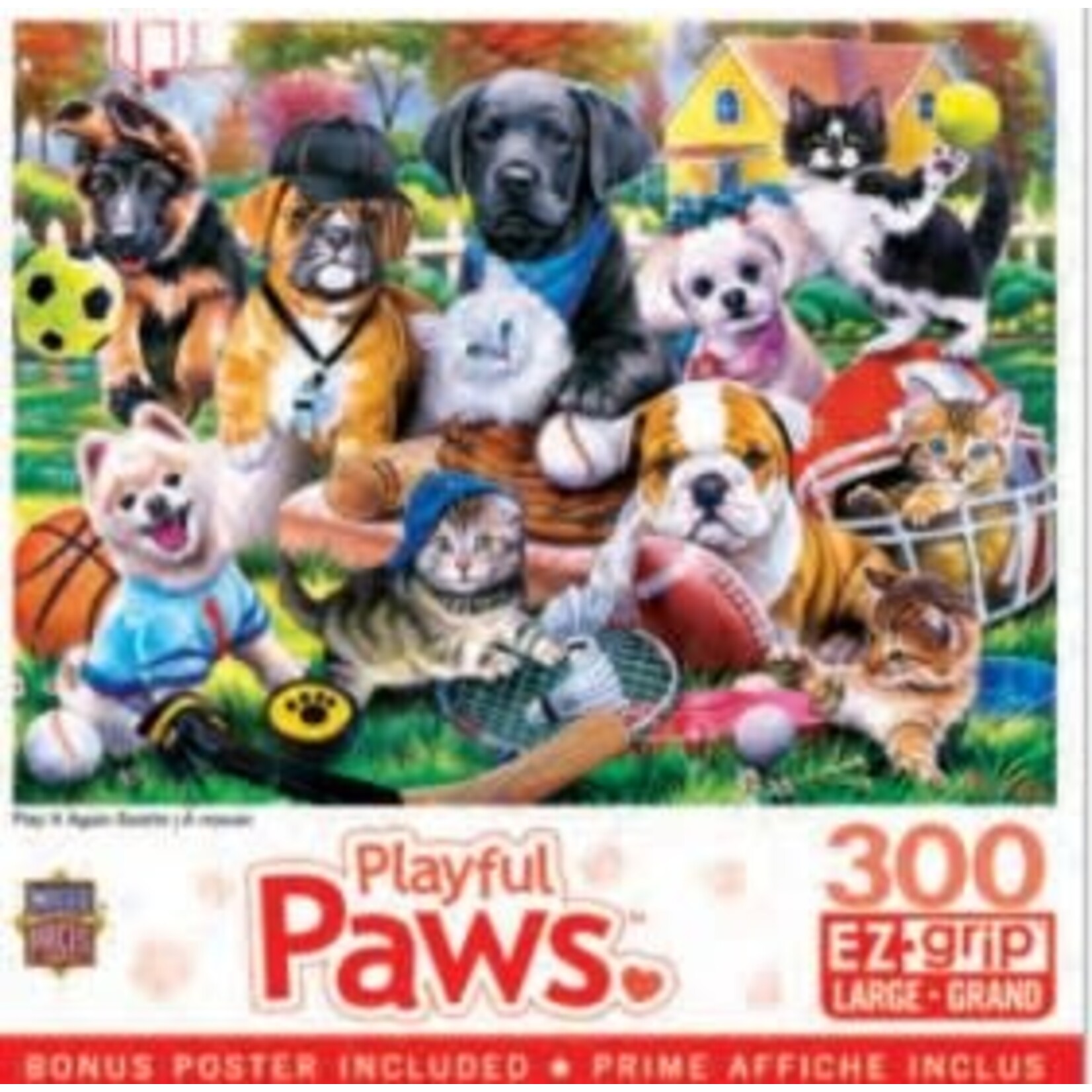 Master Pieces Playful Paws: Play it Again Sports (Dogs & Cats) EzGrip Puzzle (300pc)