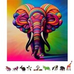Colorful Elephant Wooden Jigsaw Puzzle, 500 pcs