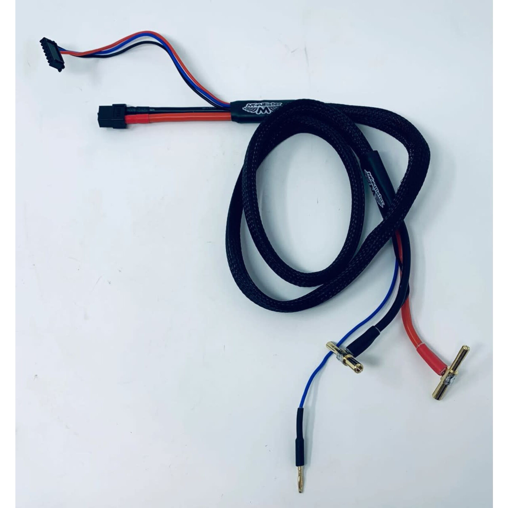 McAllister Racing XT60 to 4/5mm bullet XL Charge Lead 36” for 1s/ 2s - BLACK