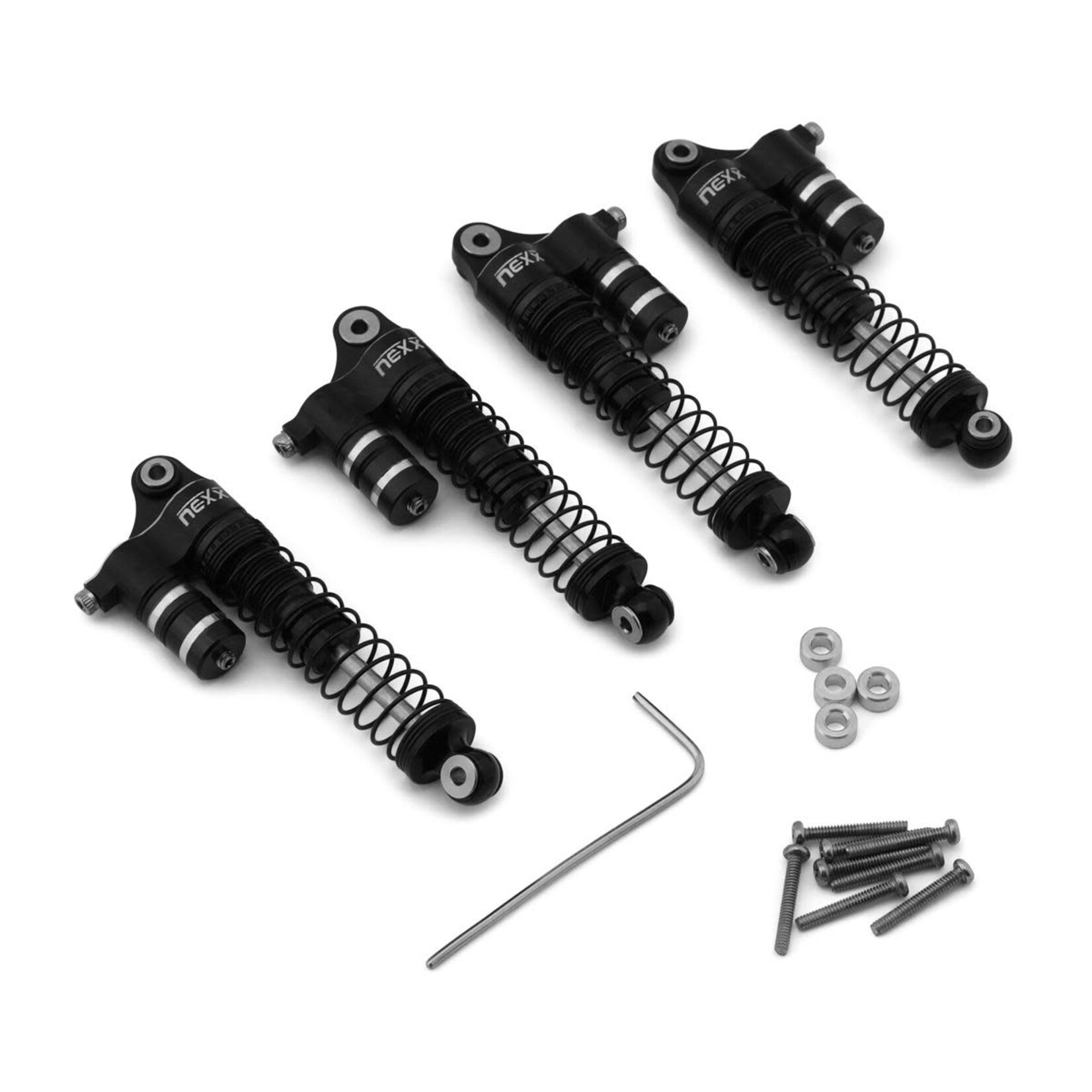 SCX24 45mm Aluminum Oil-Filled Threaded Reservoir Shocks (Black) (4)