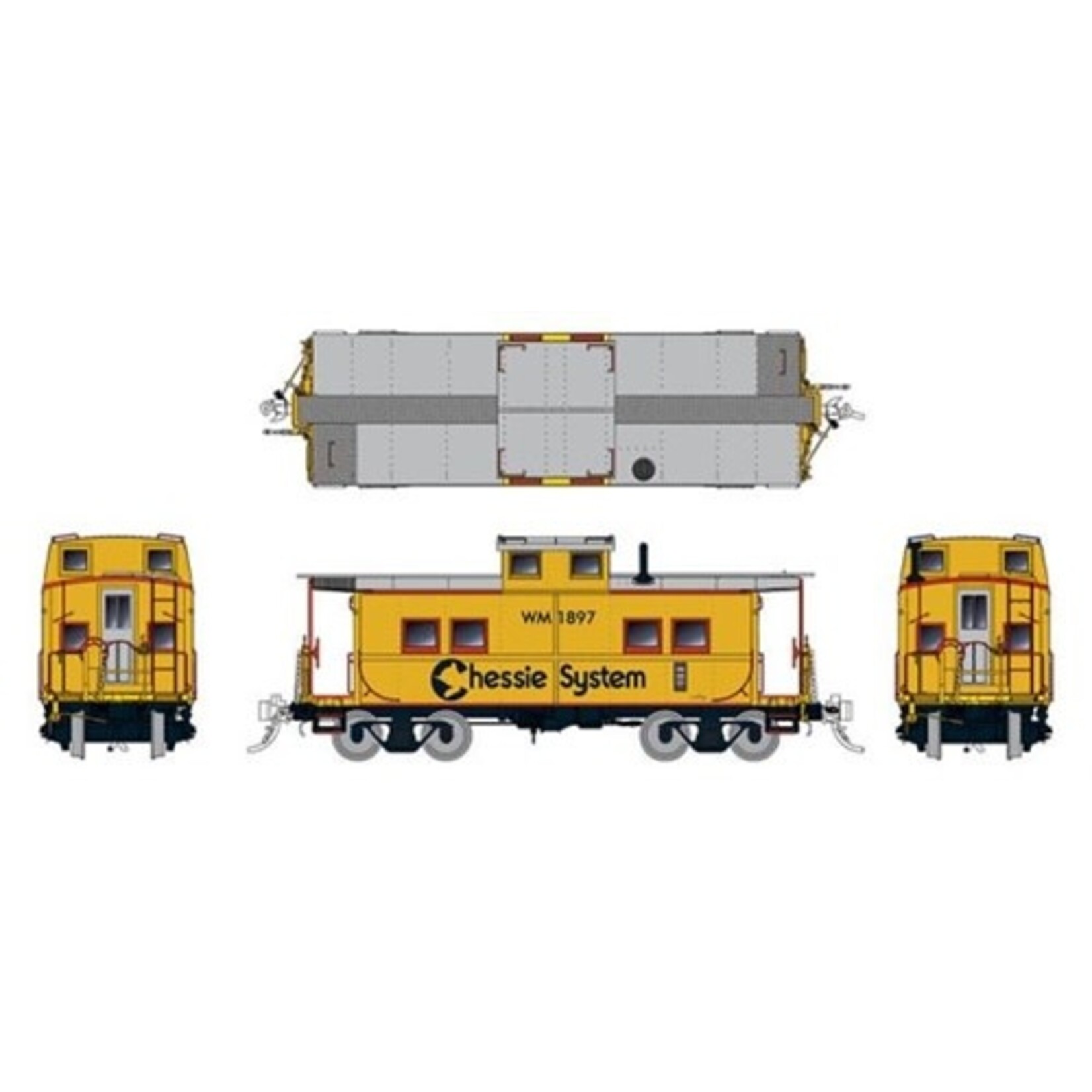 Rapido Trains Inc HO NE-style Steel Caboose: Chessie System: #1835