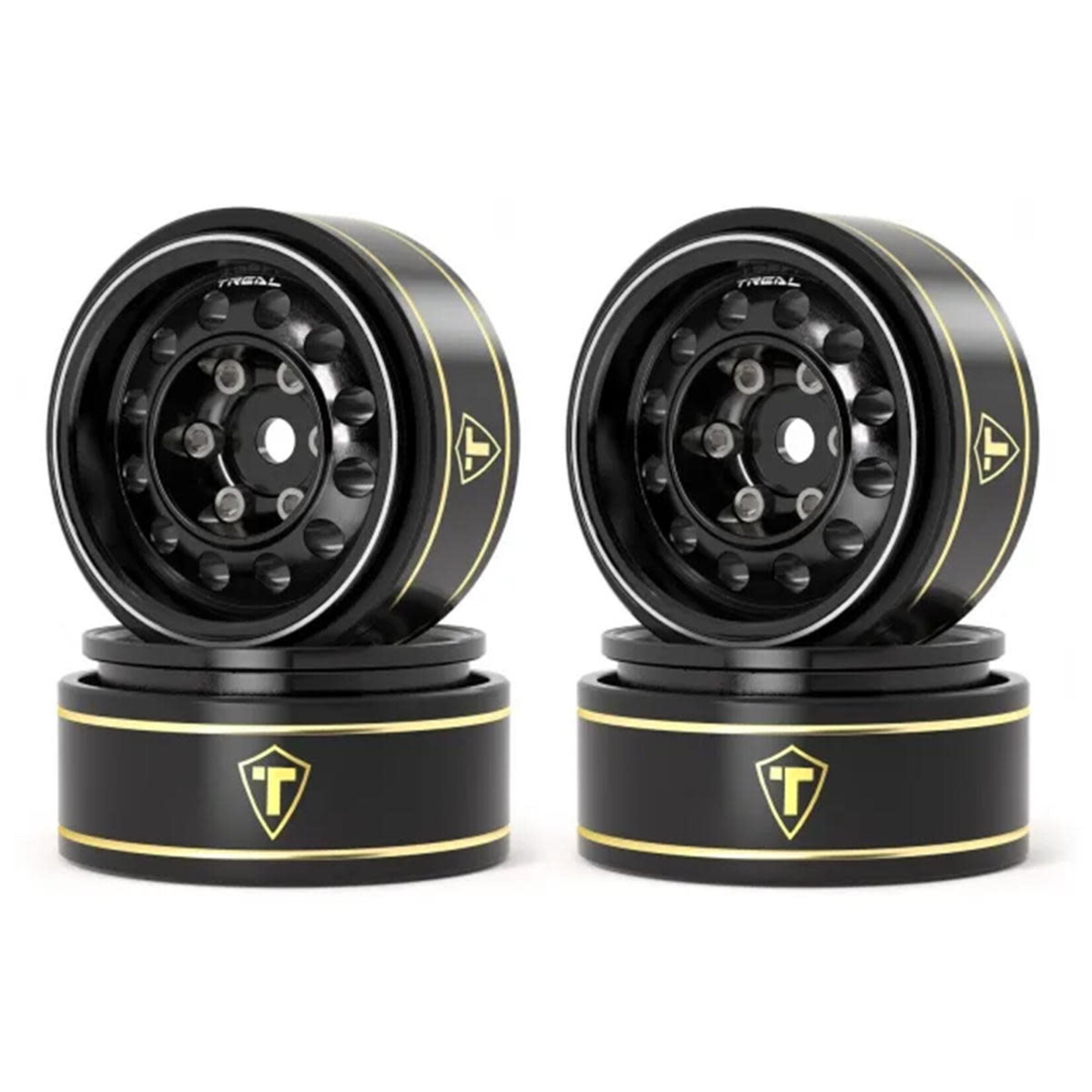 Treal Hobby Type K 1.0" 12-Hole Beadlock Classic Vintage Wagon Wheels (Black) (4) (28.9g)