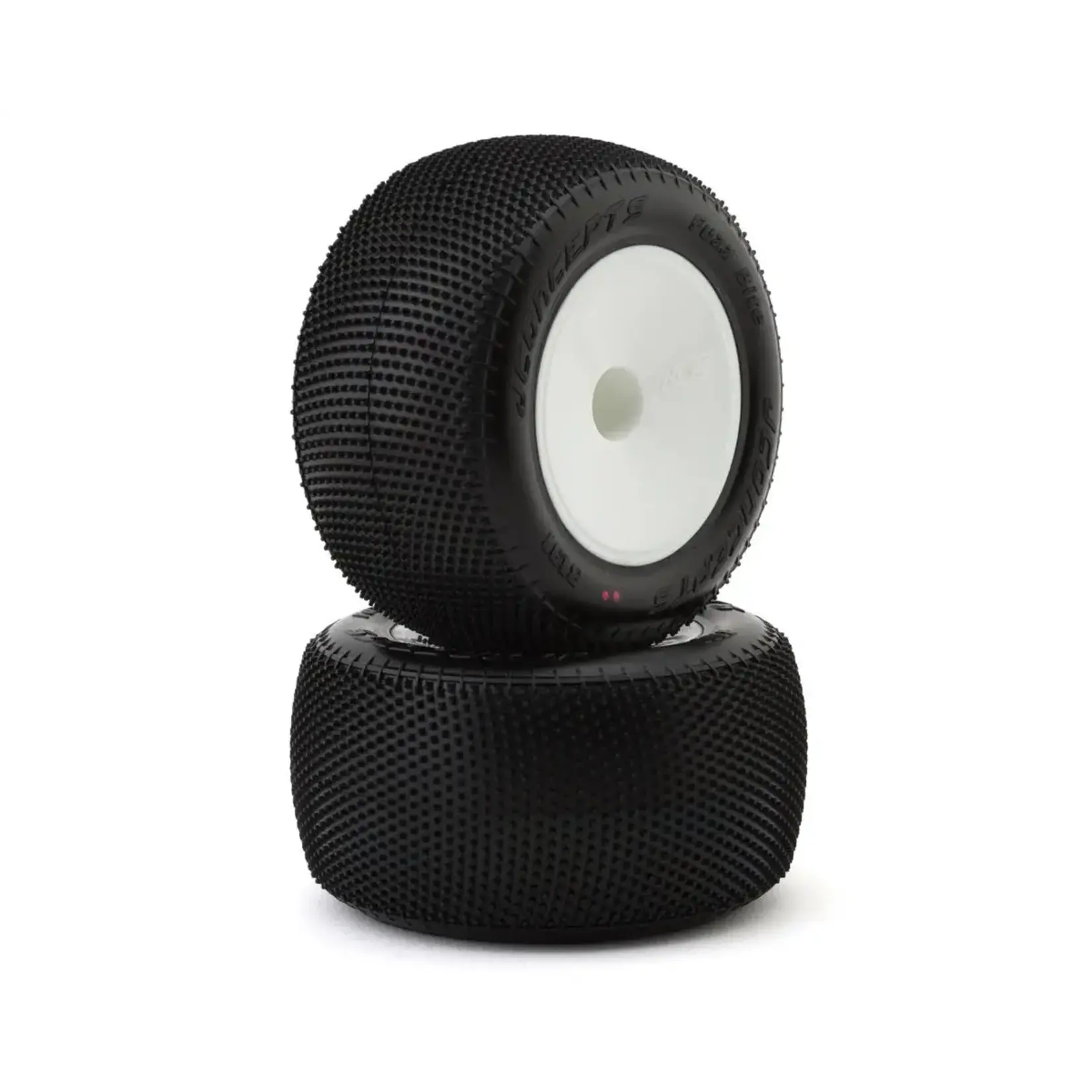 JConcepts Fuzz Bite 2.2" Pre-Mounted Stadium Truck Tires (White) (2) (Pink) w/12mm Hex