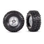 Traxxas Mickey Thompson® Baja Pro™ Xs 2.4x1.0" tiresand satin chrome wheels 1.0" (2)
