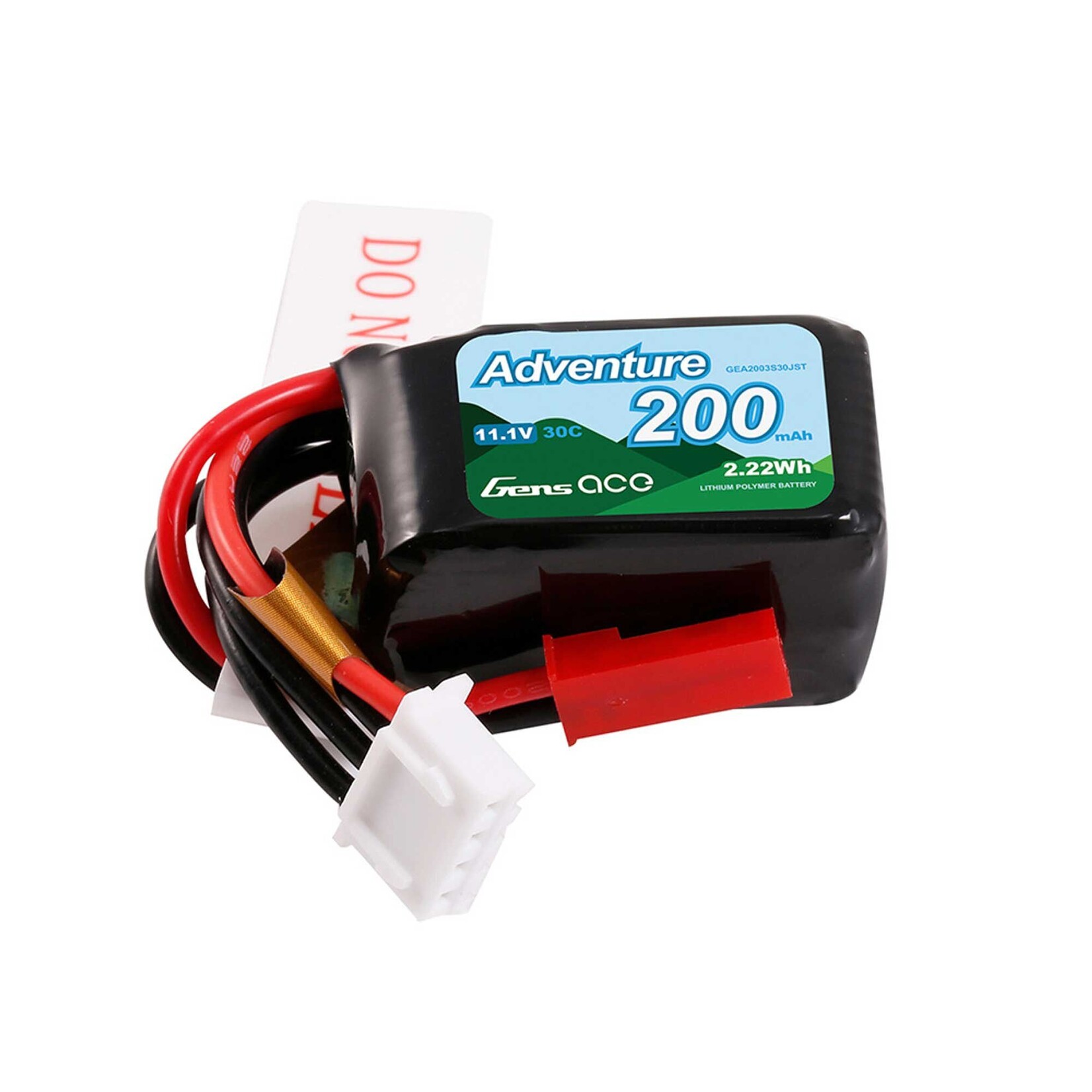 Gens Ace 11.1V 200mAh 3S 30C Adventure LiPo Battery: JST
