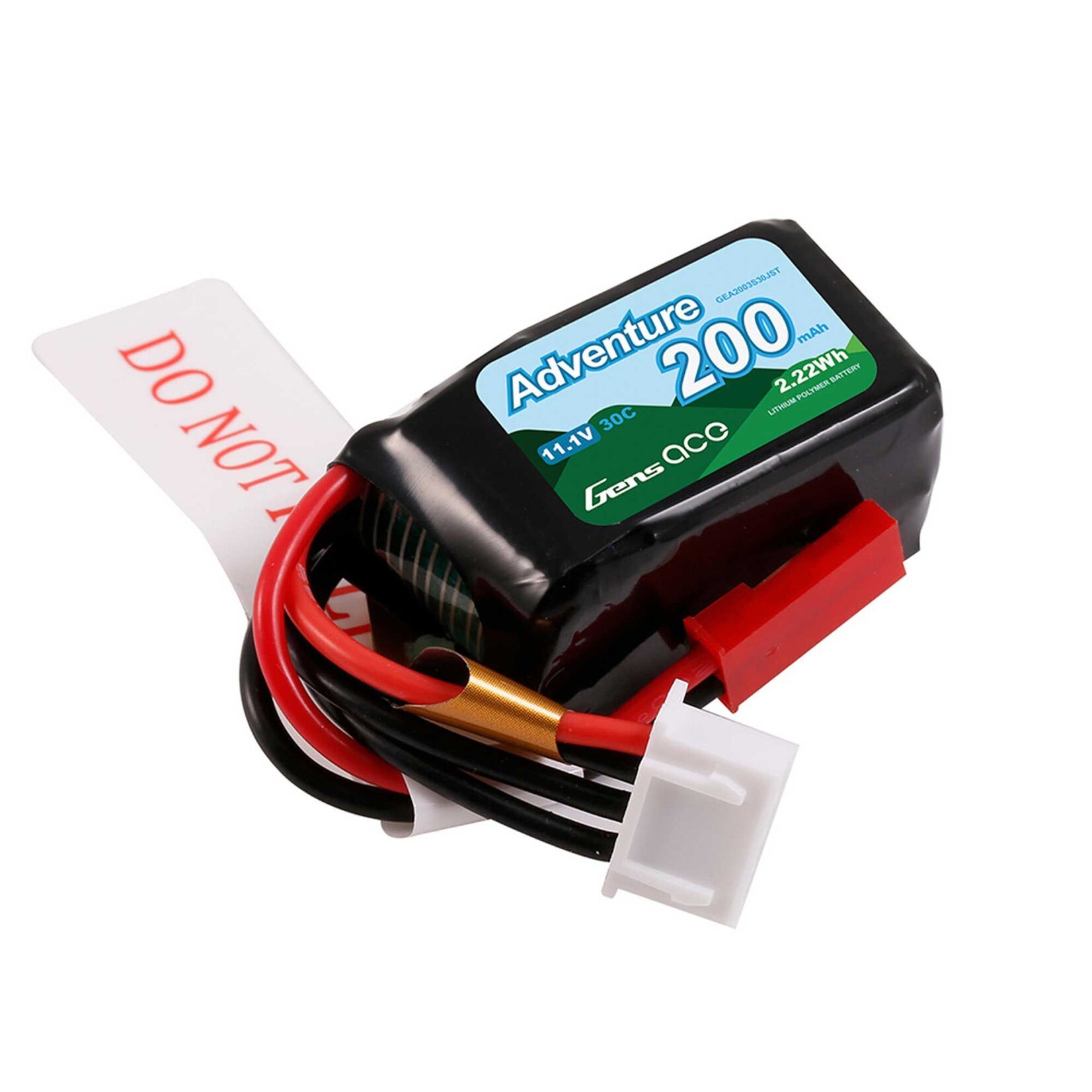 Gens Ace 11.1V 200mAh 3S 30C Adventure LiPo Battery: JST