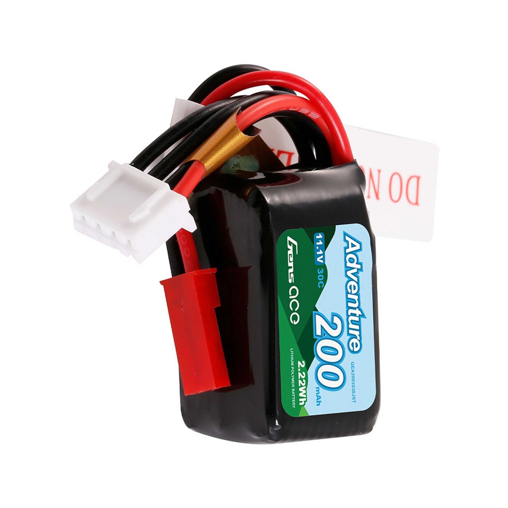 Gens Ace 11.1V 200mAh 3S 30C Adventure LiPo Battery: JST