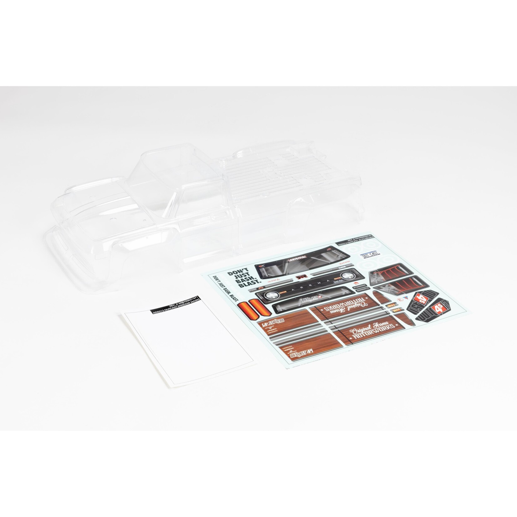 Arrma OUTCAST 4X4 4S Clear Body w/Decals and Window Mask