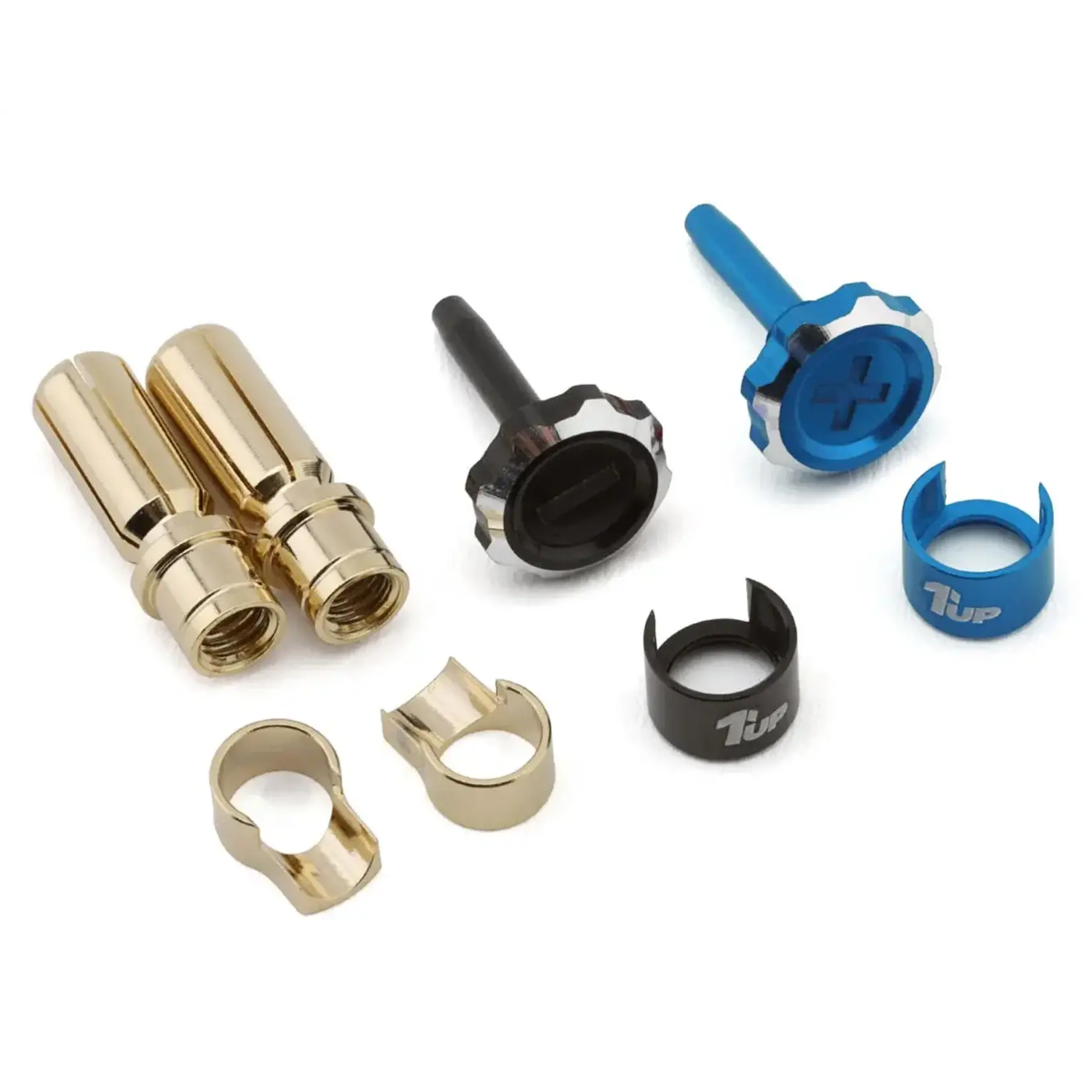 1UpRacing "Lockdown" Adjustable Bullet Plug Grips w/5mm Bullets (Blue/Black)