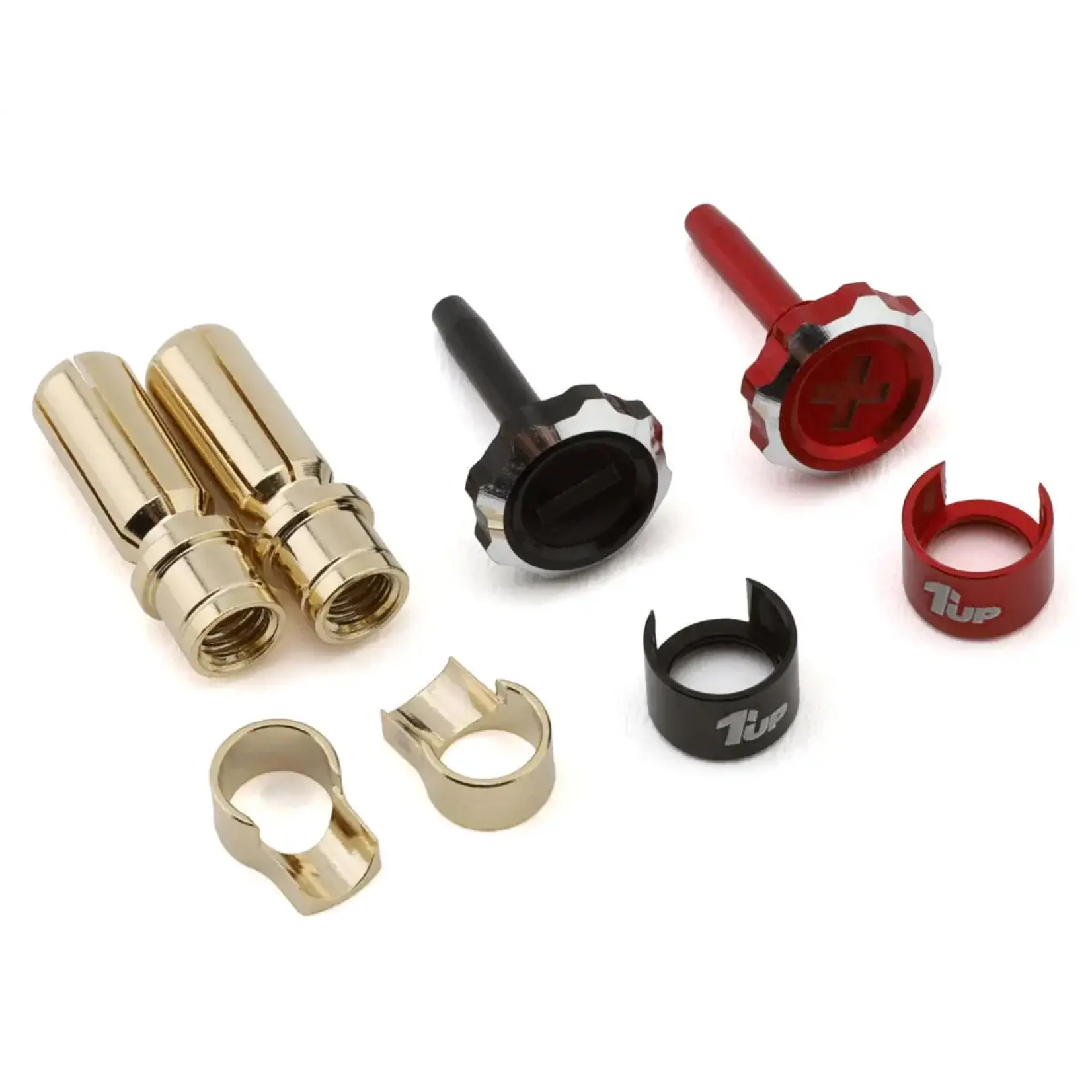 1UpRacing "Lockdown" Adjustable Bullet Plug Grips w/5mm Bullets (Red/Black)