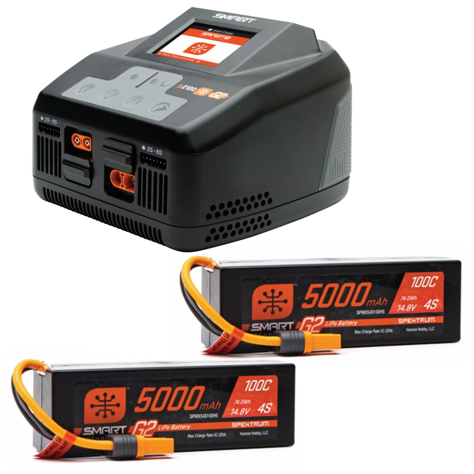 Spektrum Smart Powerstage 8S Surface Bundle: (2) G2 5000mAh 4S LiPo IC5 & S2100 Charger