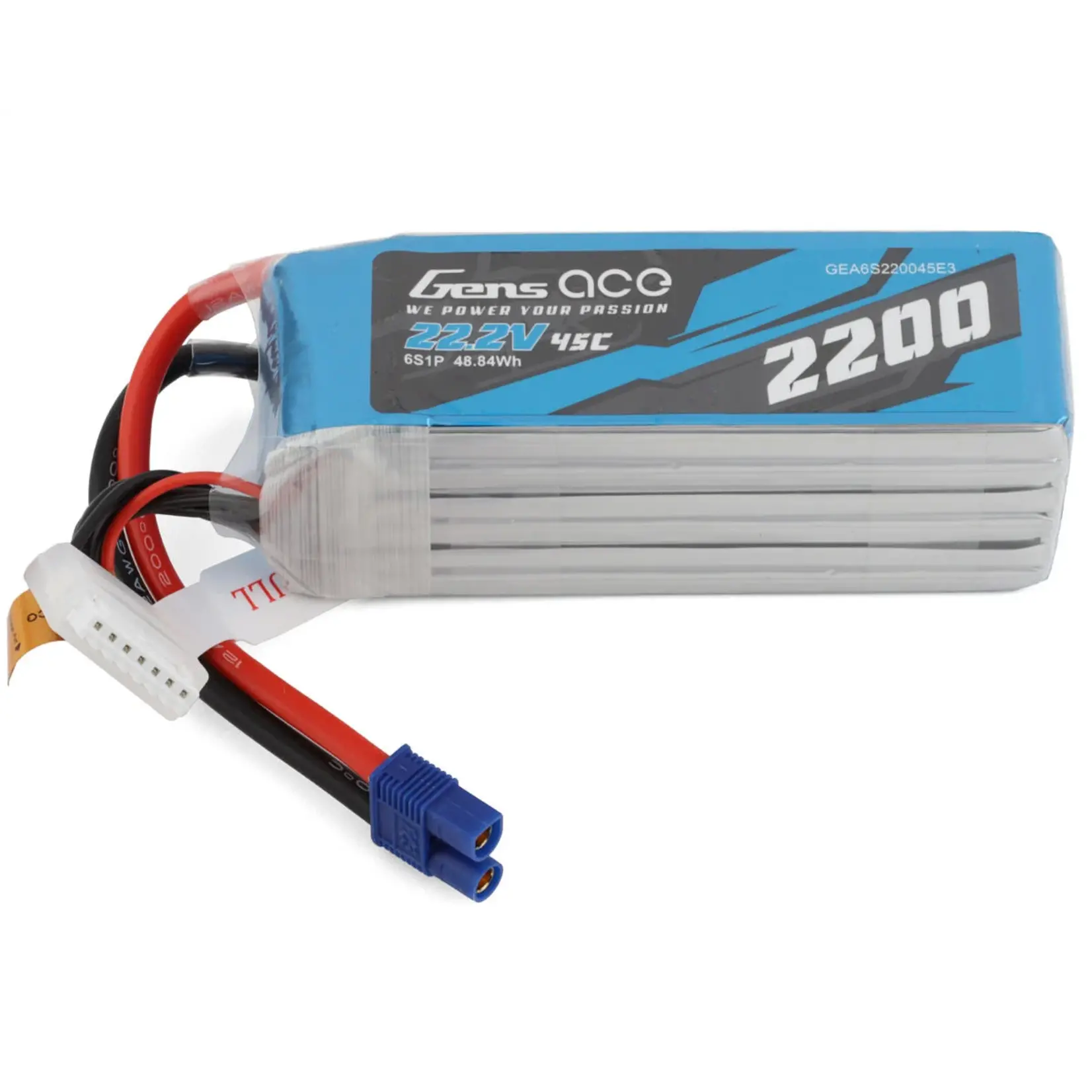 Gens Ace 2200mAh 22.2V 45C 6S1P Lipo Battery Pack with EC3