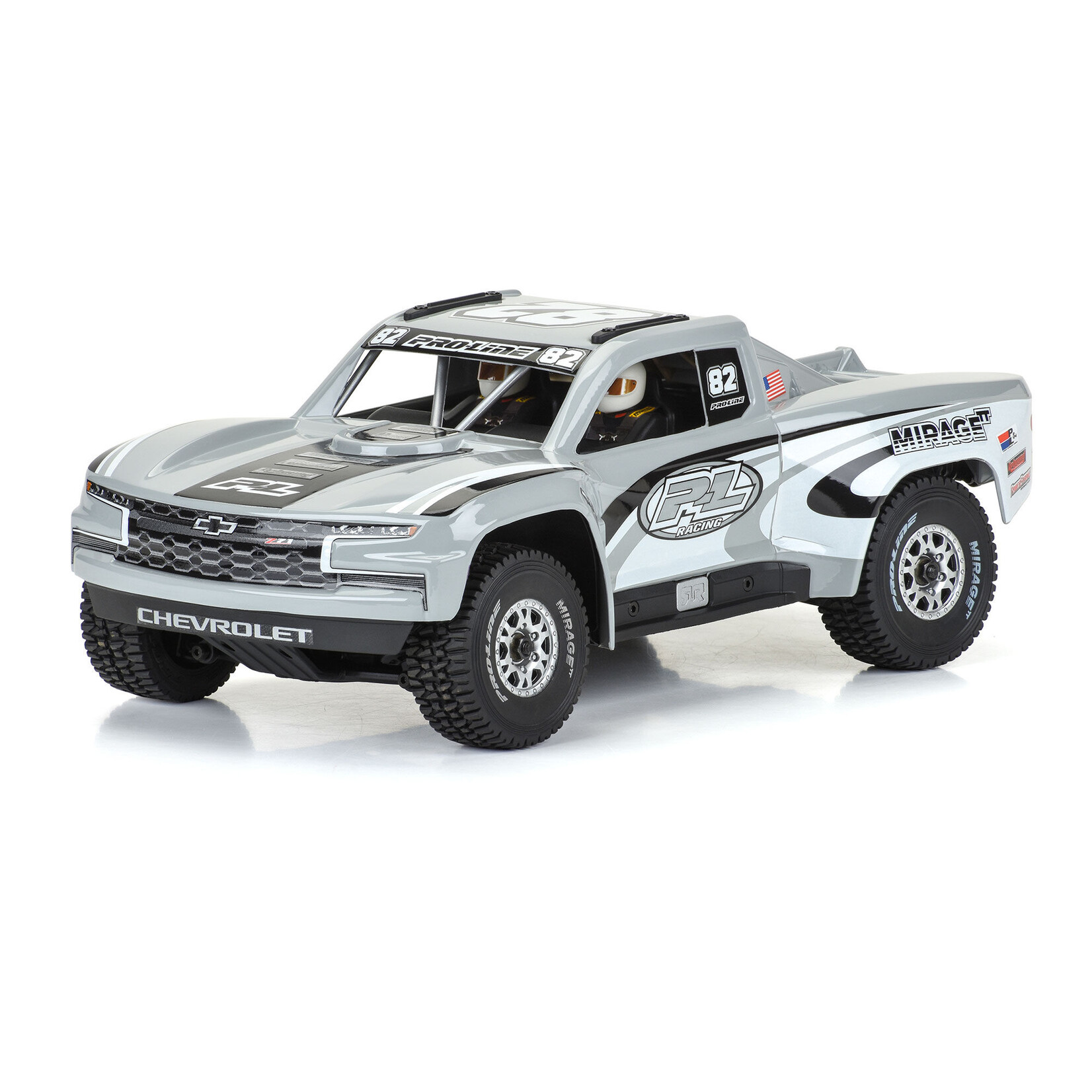 Pro-Line 1/16 Pre-Cut 2019 Chevy Trophy Truck Tough-Color Gray Body: GROM