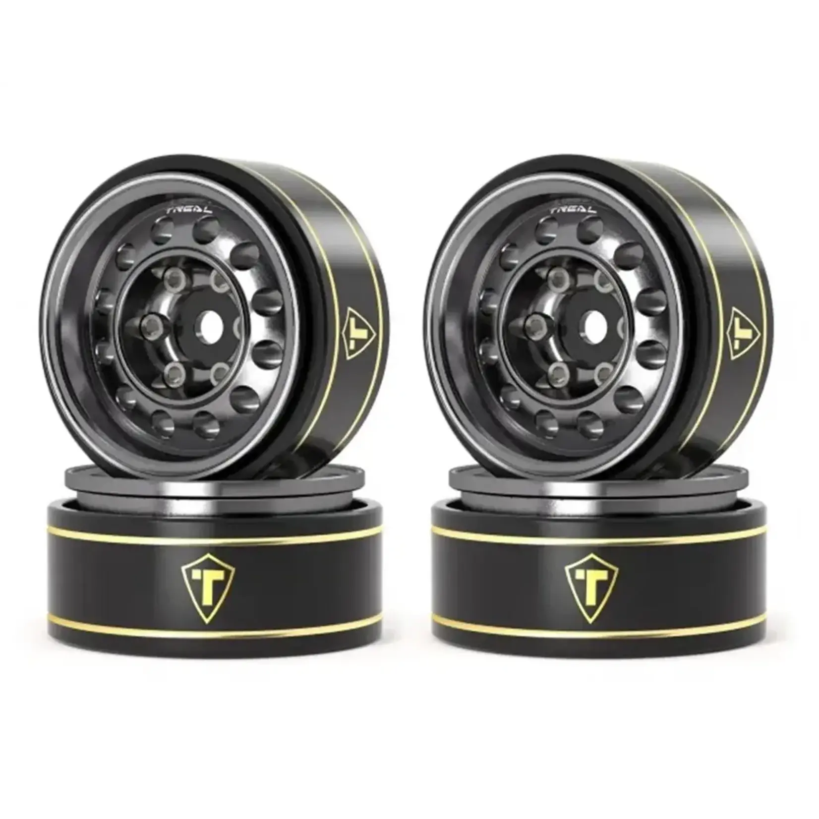 Treal Hobby Type K 1.0" 12-Hole Beadlock Classic Vintage Wagon Wheels (Grey) (4) (28.9g)