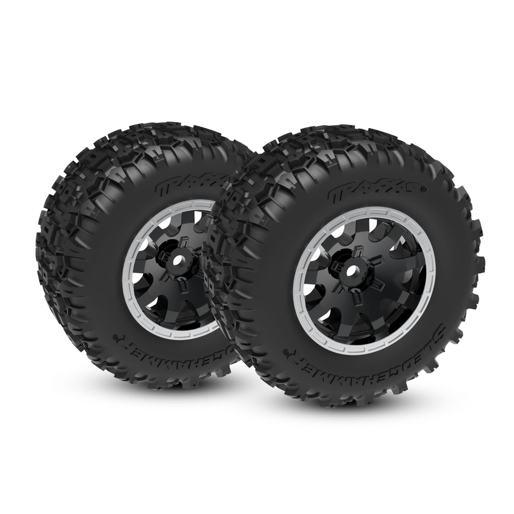 Traxxas Black & Satin Front Wheels w/ Sledgehammer Tires (2) - Mini Maxx