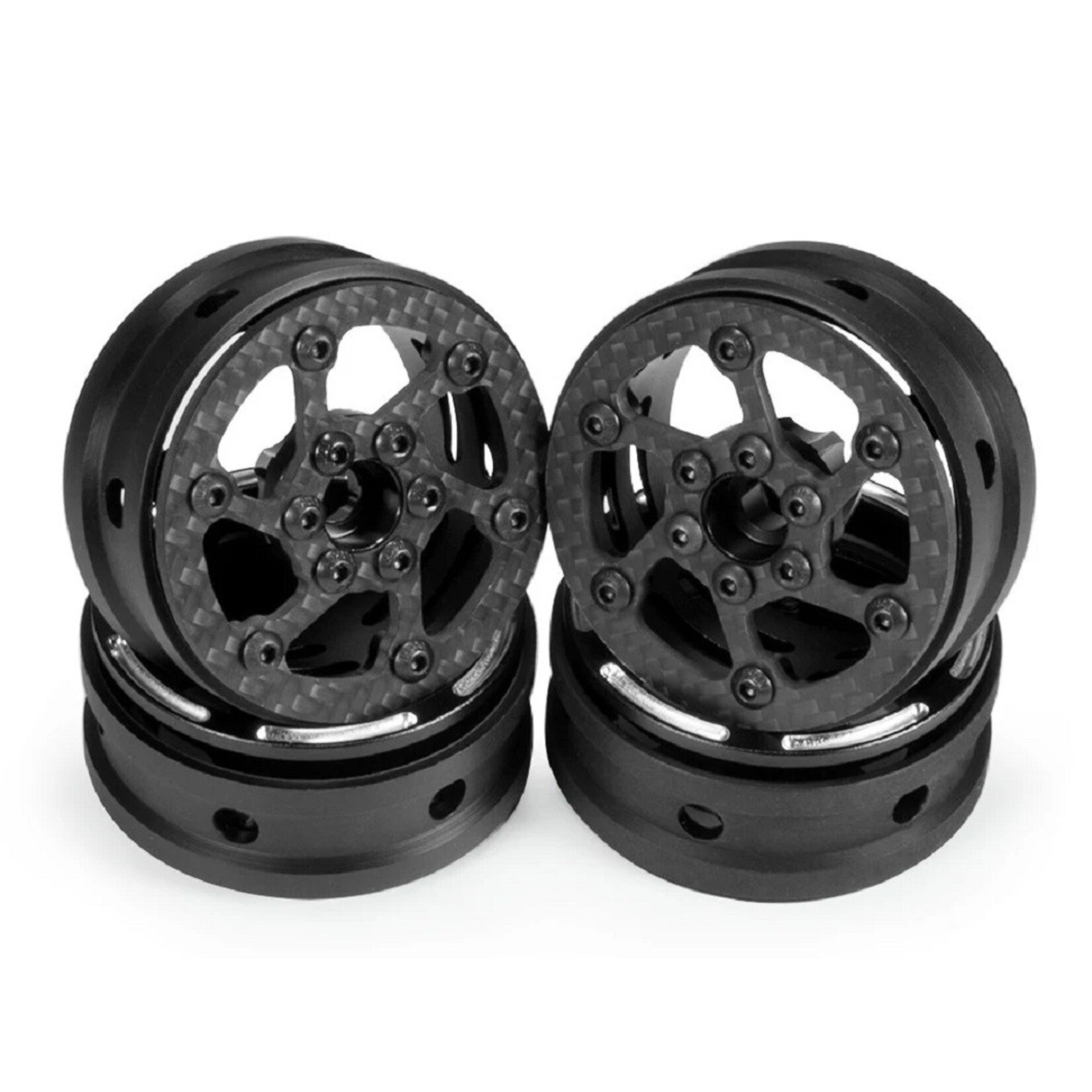 PowerHobby 1.9" Carbon Fiber Lightweight Beadlock Wheels A, 1/10 Rock Crawler