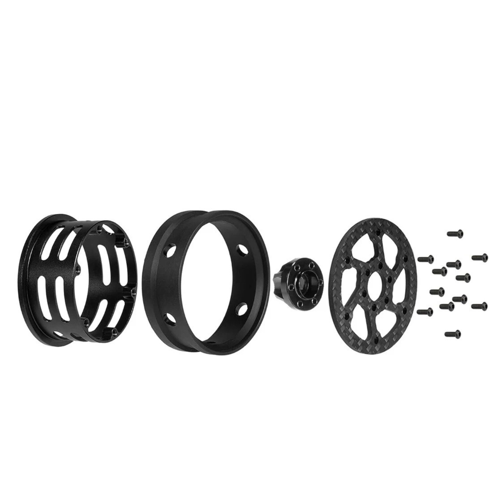 PowerHobby 1.9" Carbon Fiber Lightweight Beadlock Wheels A, 1/10 Rock Crawler