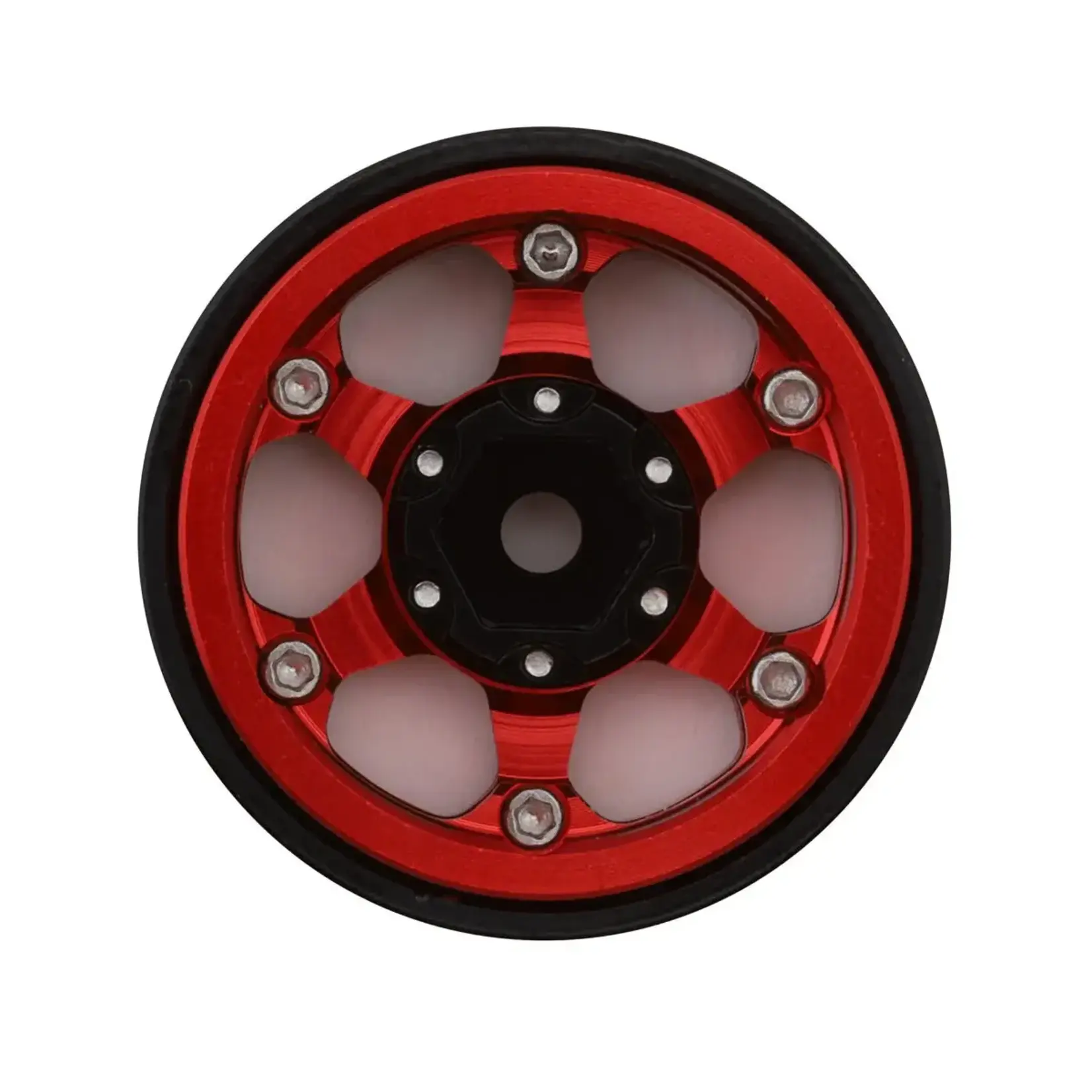 Treal Hobby Type D 1.0" Concave 6-Spoke Beadlock Wheels (Red) (4) (21.2g)