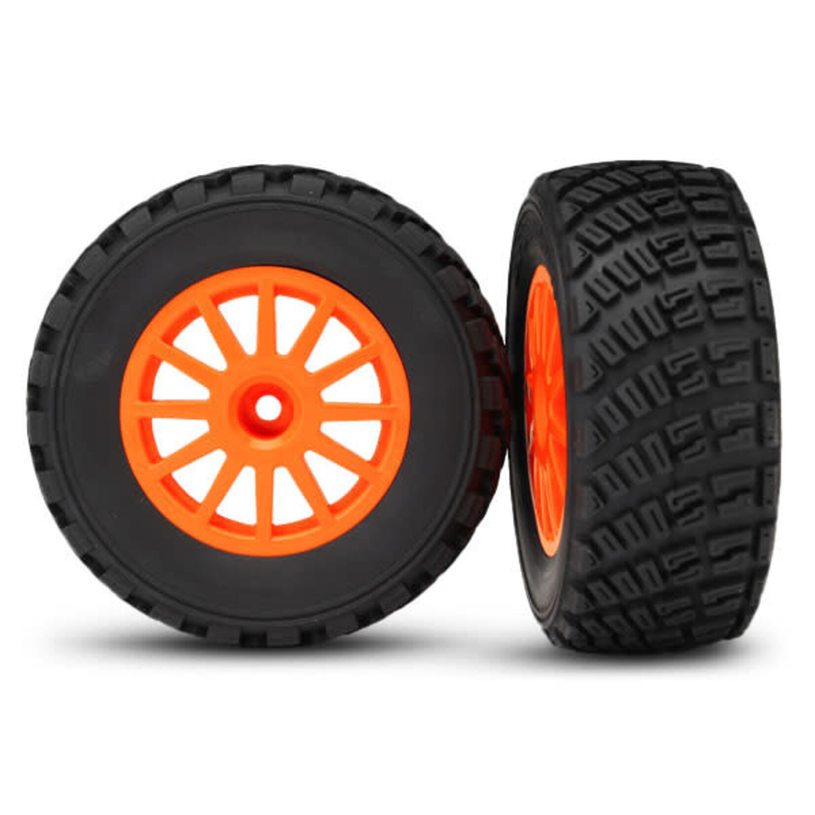Traxxas Orange 12-Spoke Rally Wheels w/ Rally Tires (2)