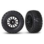 Traxxas Black 12-Spoke Rally Wheels w/ Rally Tires (2)