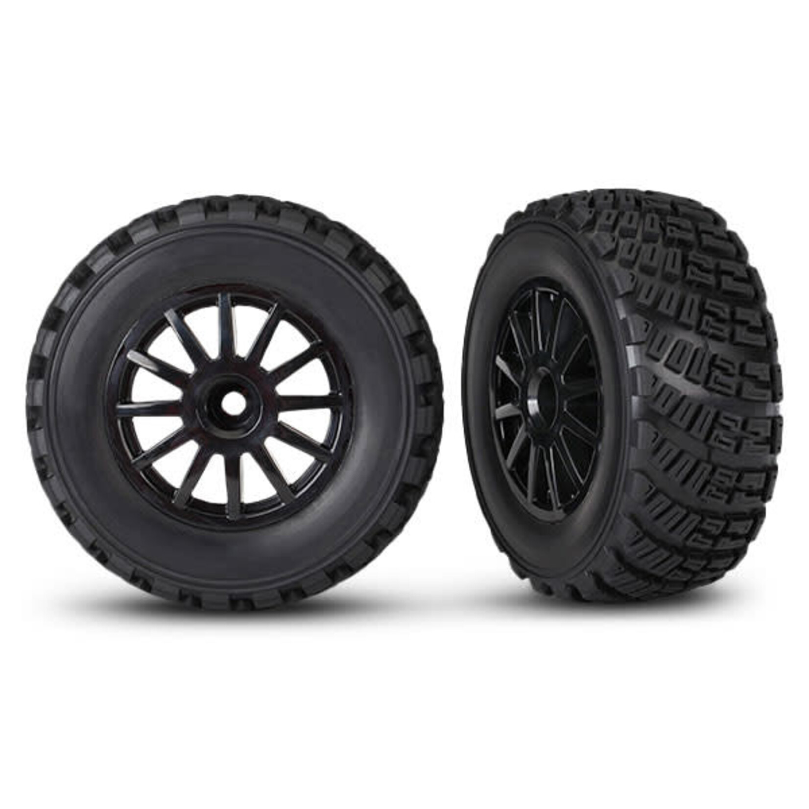 Traxxas Black 12-Spoke Rally Wheels w/ Rally Tires (2)