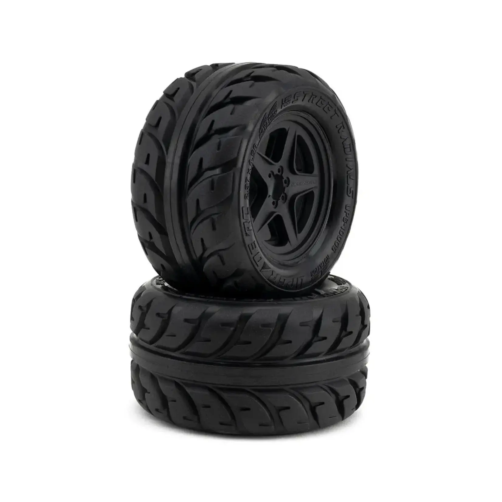 UpGrade RC Low-Pro BELTED Street Radials 2.8" Pre-Mounted On-Road Tires w/5-Star Wheels (2) (17mm/14mm/12mm Hex)