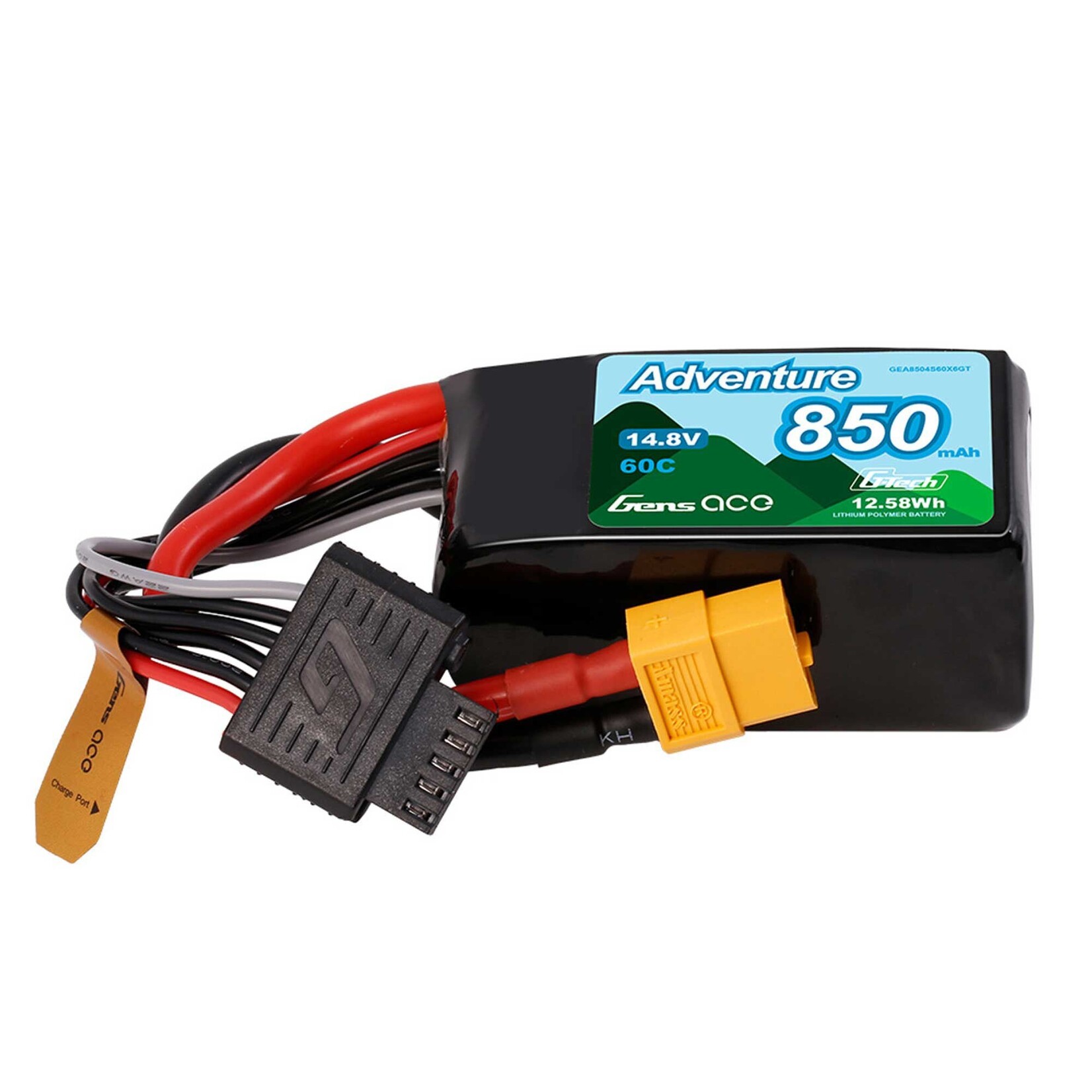 Gens Ace 14.8V 850mAh 4S 60C G-Tech LiPo Battery: XT60