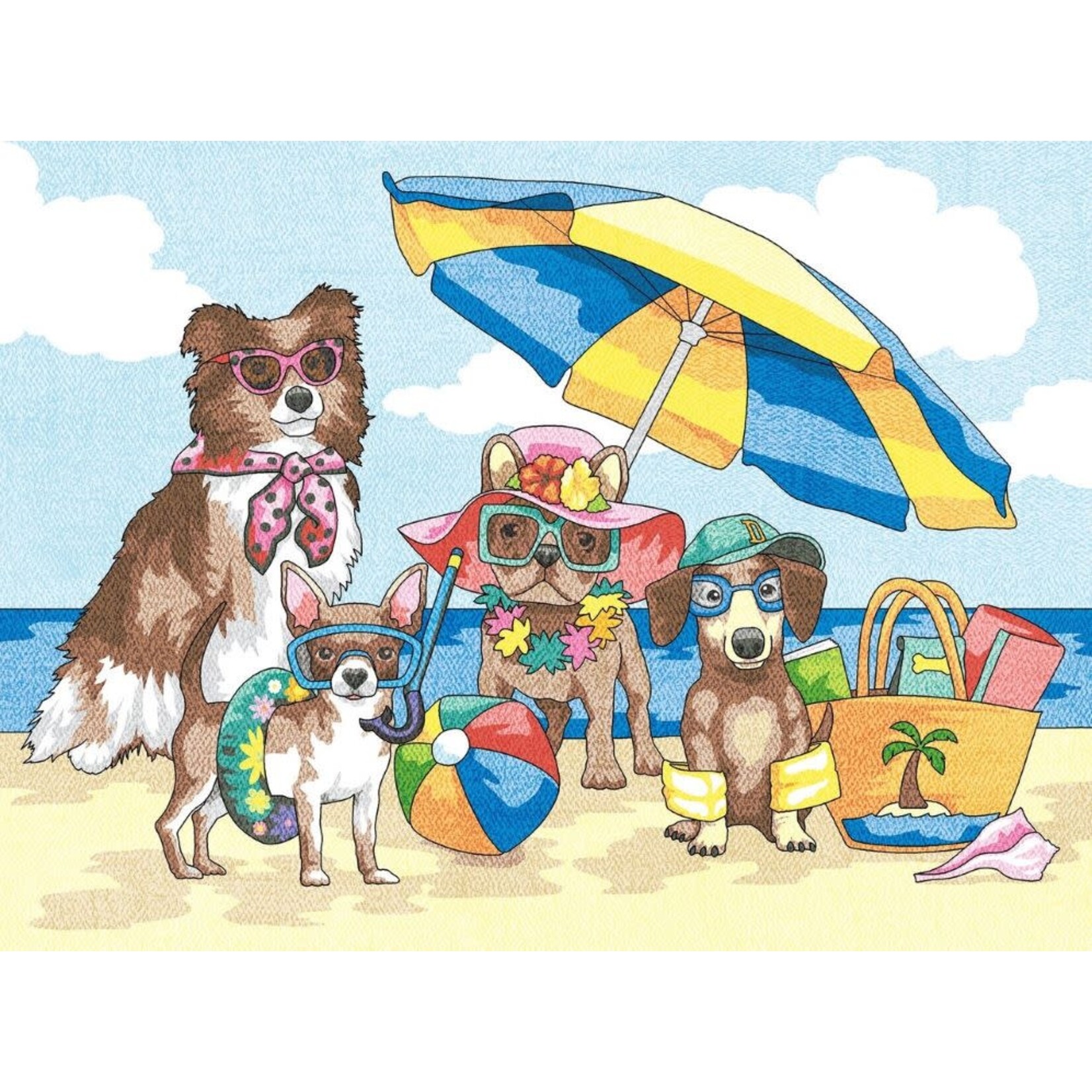 Dimensions Summer Paws (Dogs on Beach) Pencil by Number (9"x12")