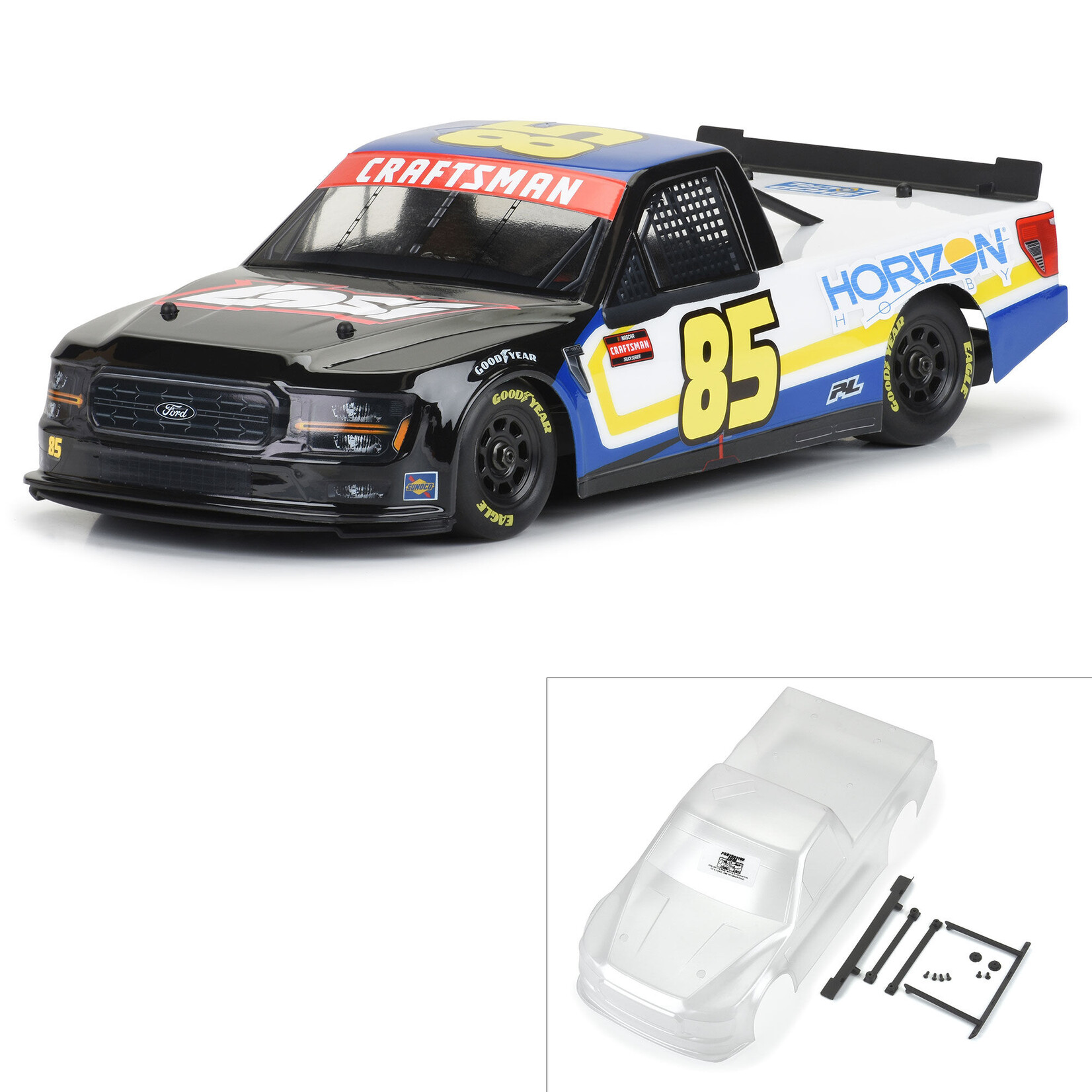 Pro-Line Pre-Cut 2024 Ford F-150 NASCAR Truck Series Clear Body for Losi NASCAR Race Car