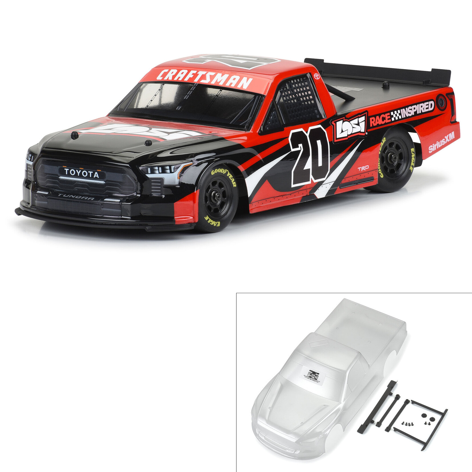 Pro-Line Pre-Cut 2024 Toyota Tundra NASCAR Truck Series Clear Body for Losi NASCAR Race Car