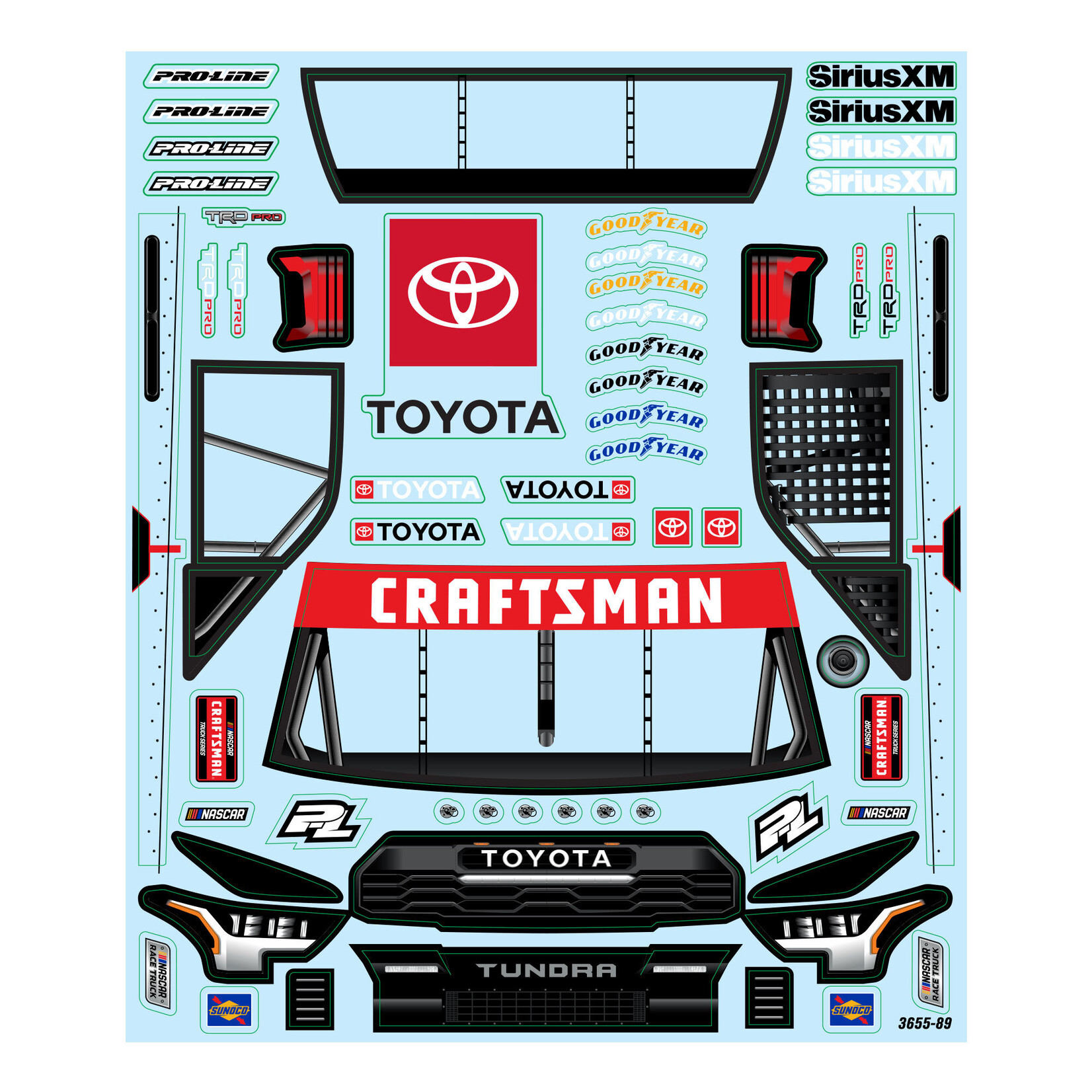 Pro-Line Pre-Cut 2024 Toyota Tundra NASCAR Truck Series Clear Body for Losi NASCAR Race Car