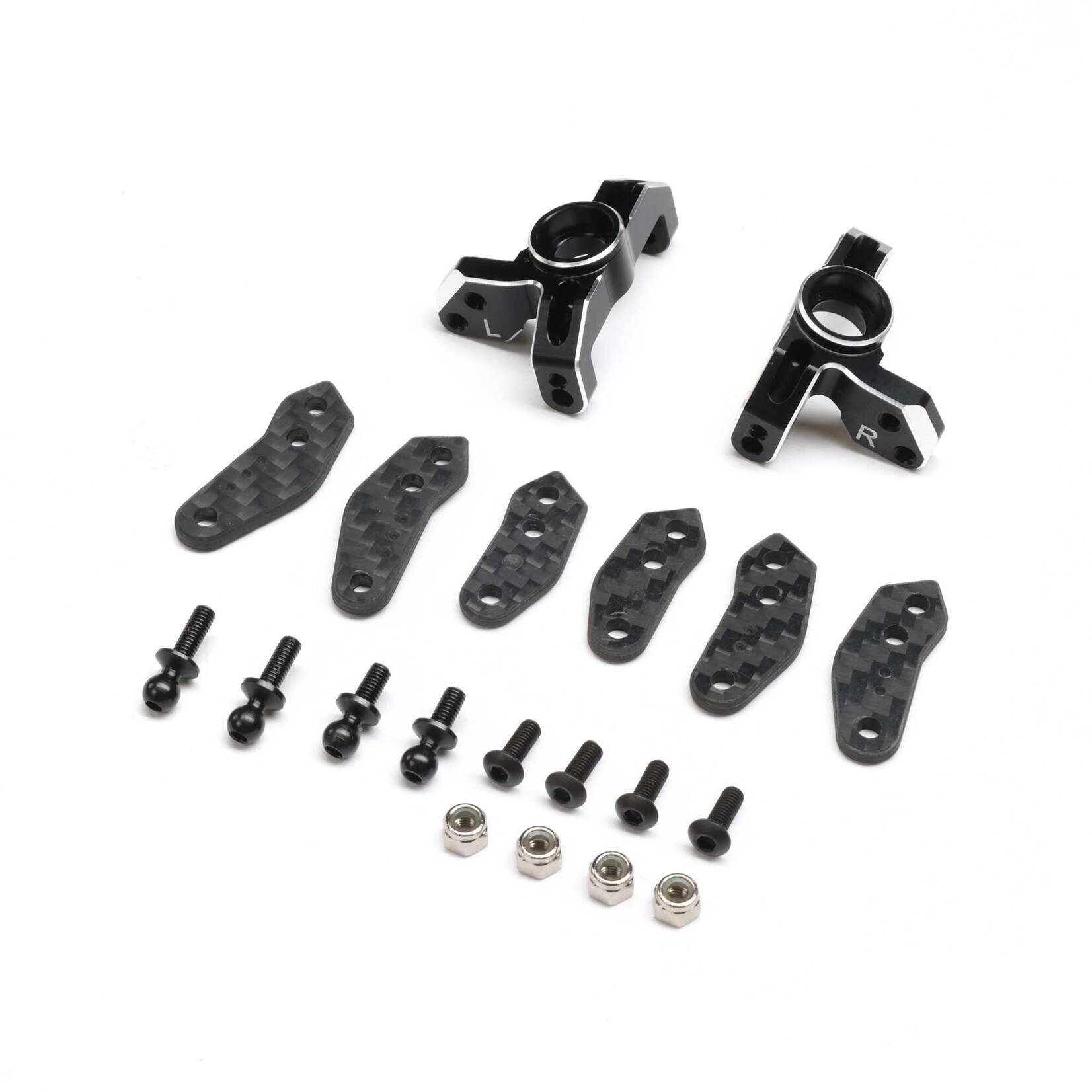 Team Losi Racing (TLR) Spindle Set, Aluminum, Black: 22S Sprint
