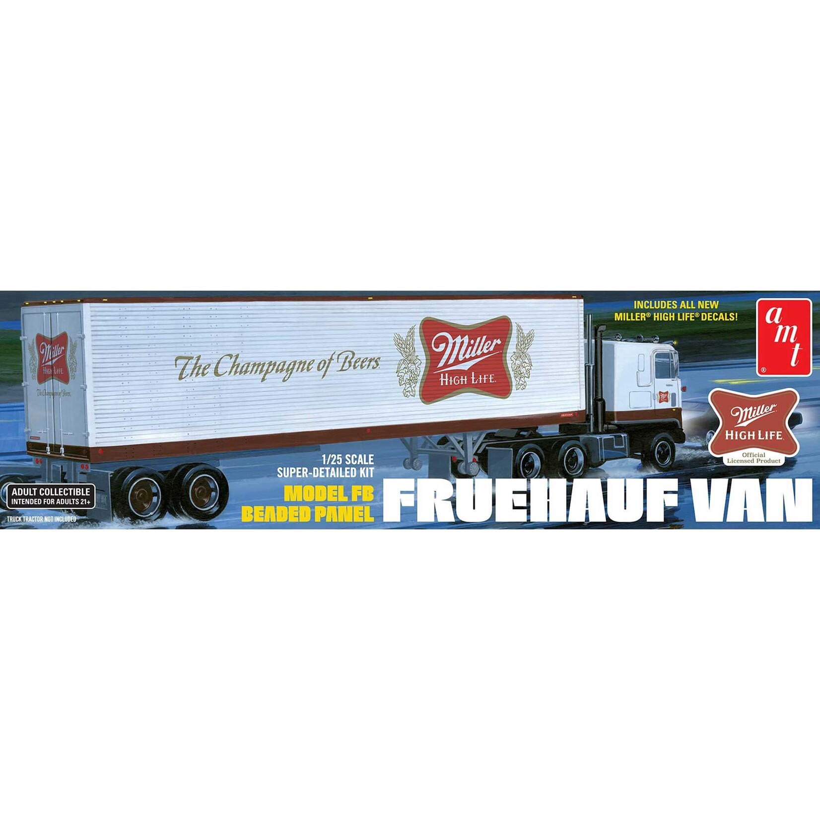 AMT 1/25 Miller Beer Fruehauf 40' Semi Trailer Model Kit