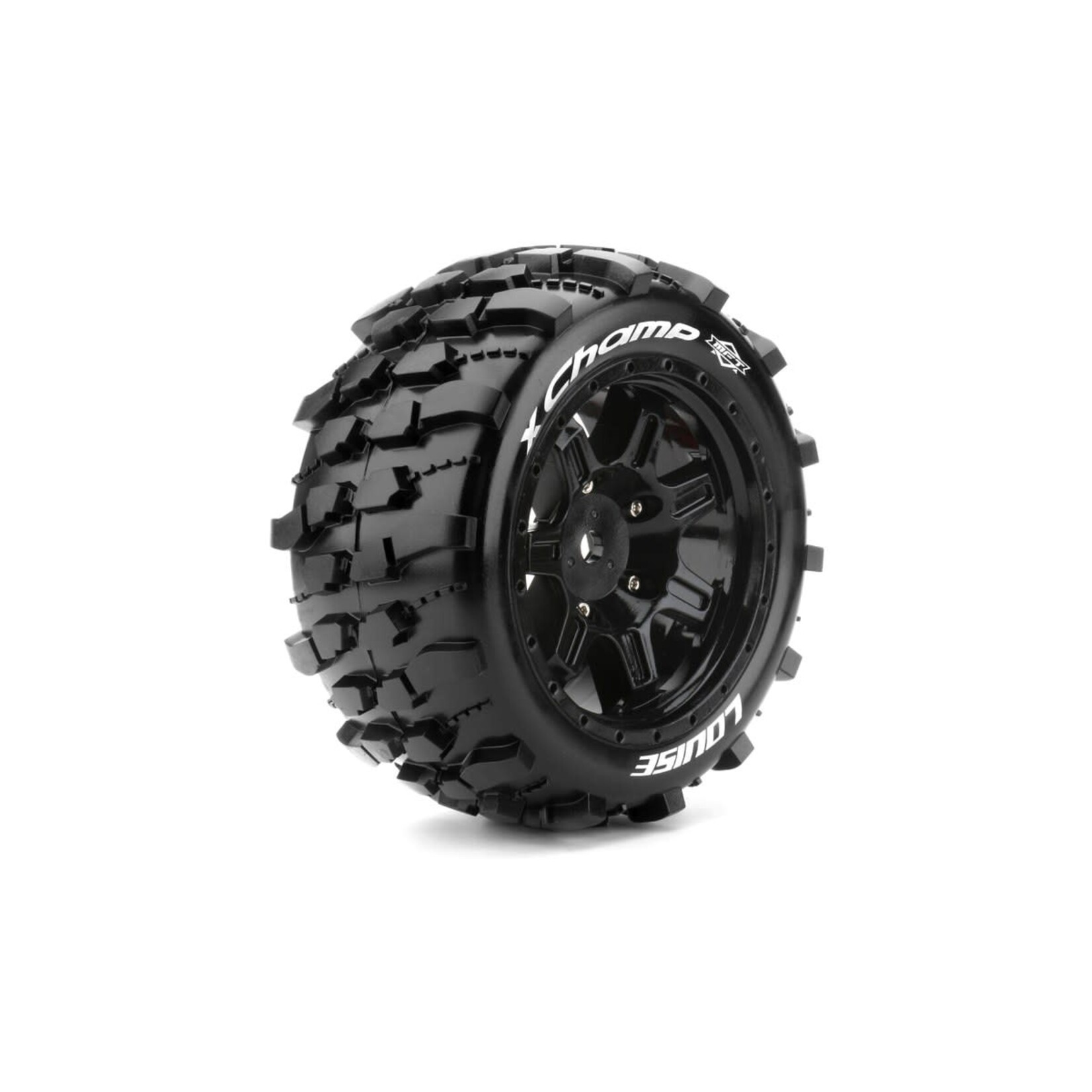 MFT X-Champ Sport Monster Truck Tires, 24mm Hex, Mounted on Black Rim (2)