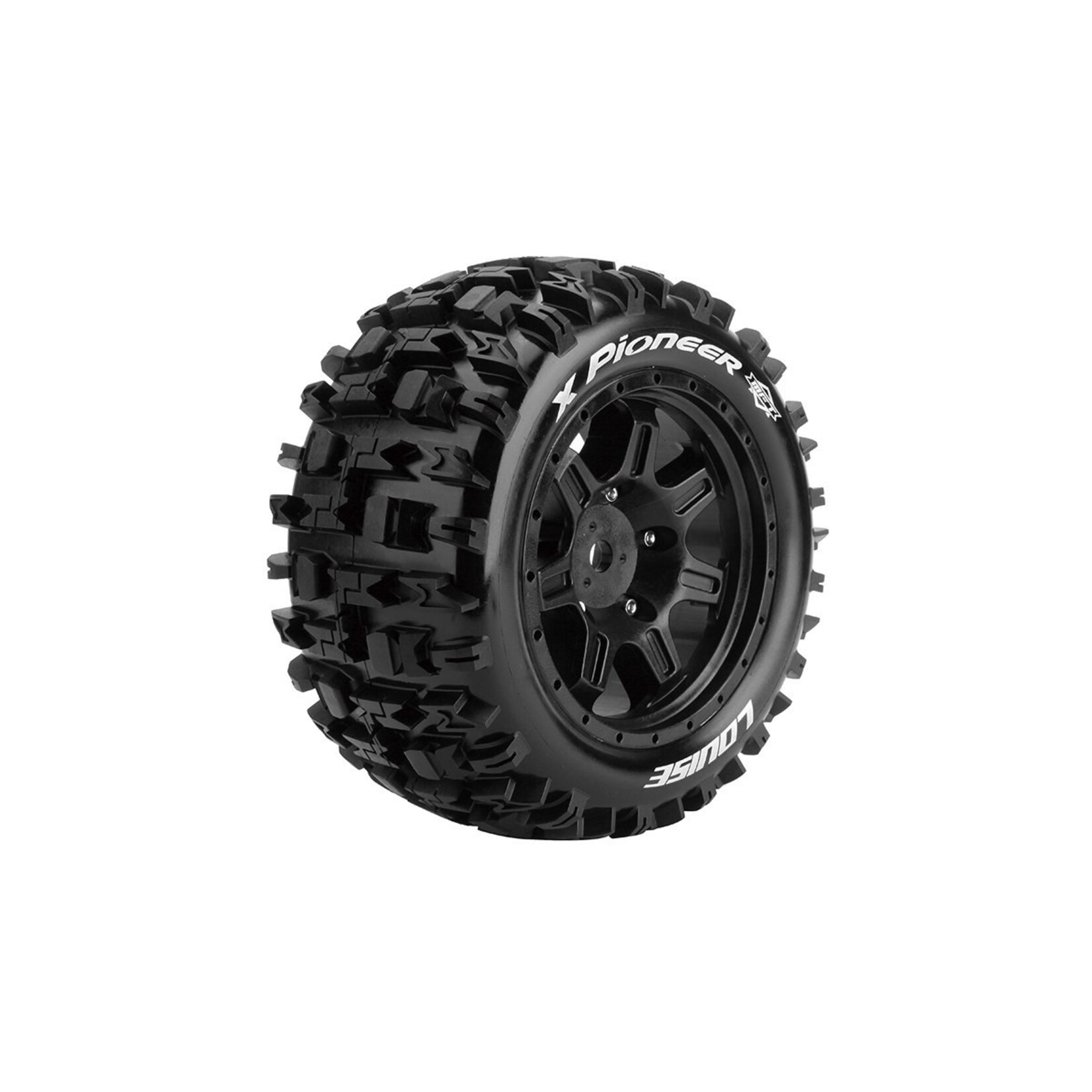 MFT X-Pioneer Sport Monster Truck Tires, 24mm Hex, Mounted on Black Rim (2)