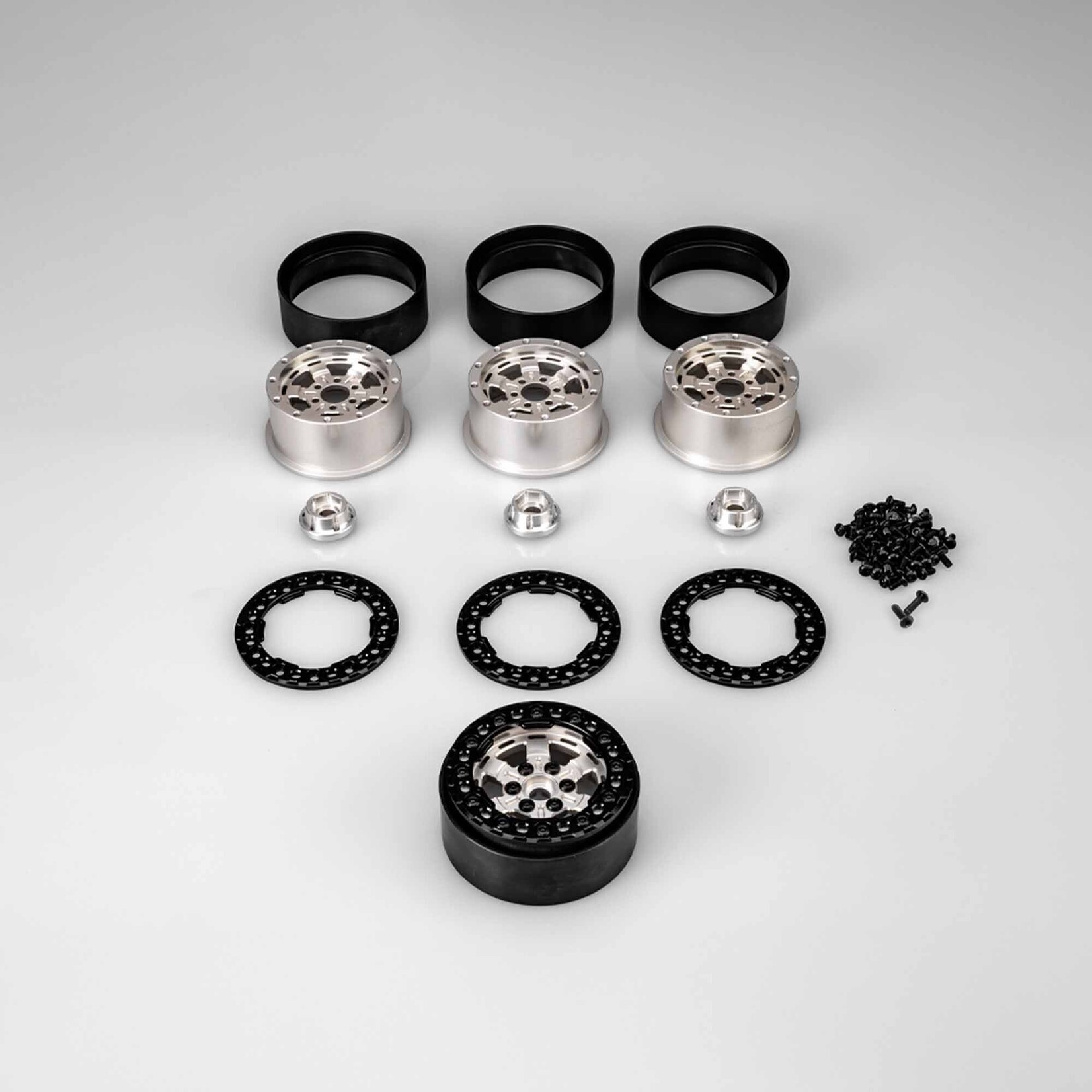 JConcepts 1/10 Jammer 2.2" Beadlock Rock Crawler Wheels, Silver (4)